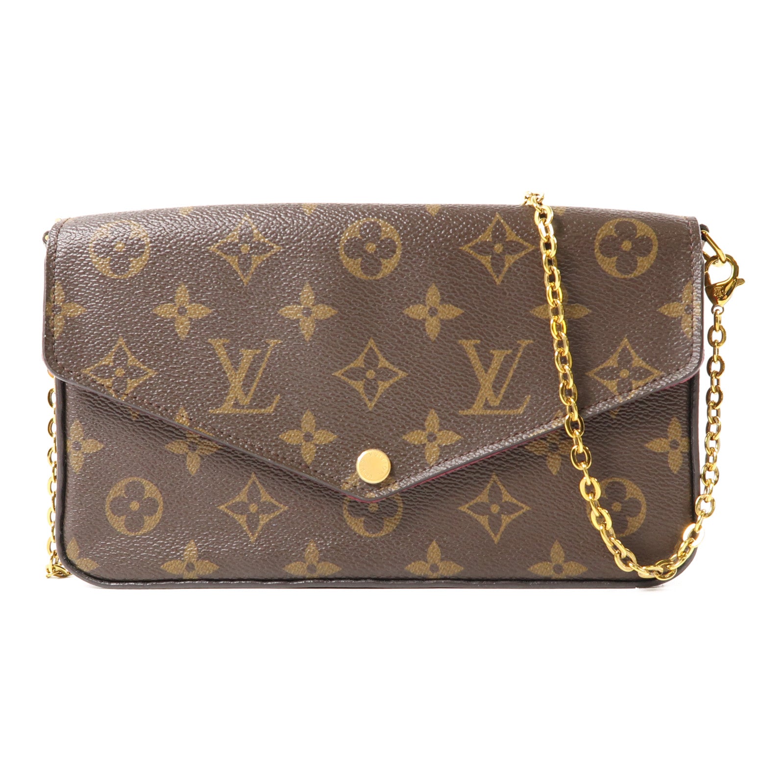 LOUIS VUITTON Monogram Felicie Pochette金扣鏈帶肩背袋棕色