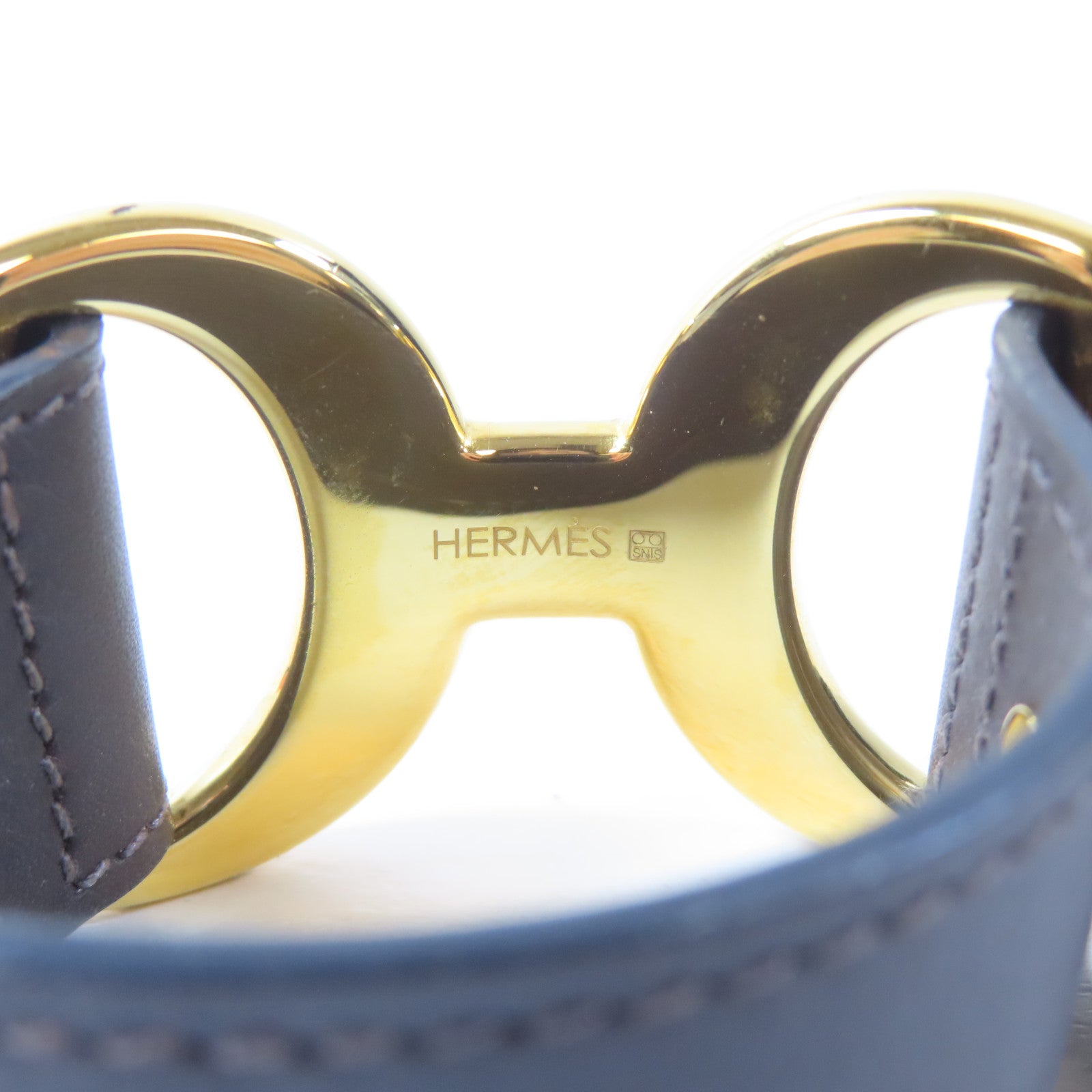 HERMES 【激減優惠】Swift皮革/金屬Pavane Bracelet金扣手鐲Chocolate/啡色Hermes#XS/#14.75cm
