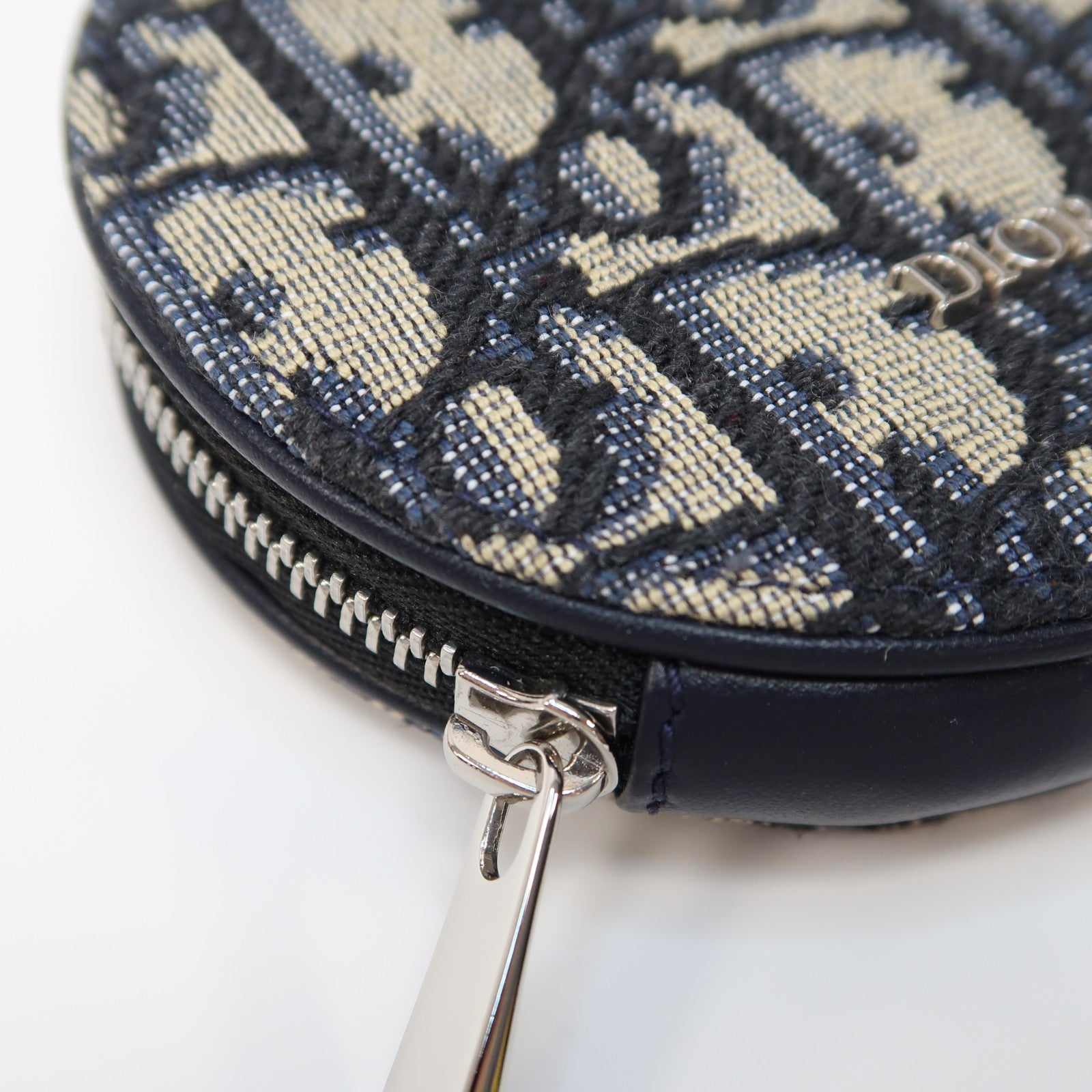 Dior 帆布Coin Case銀扣零錢包深藍色/米色