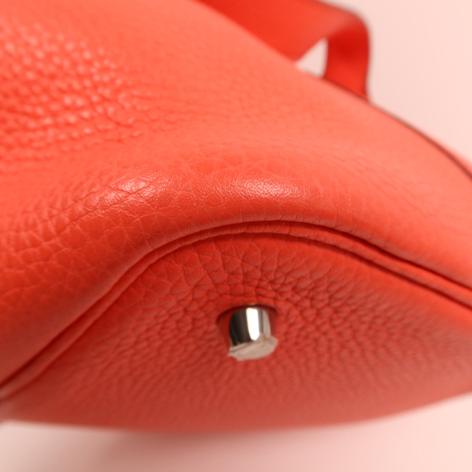 HERMES Clemence皮革Picotin MM銀扣手挽袋Orange Poppy