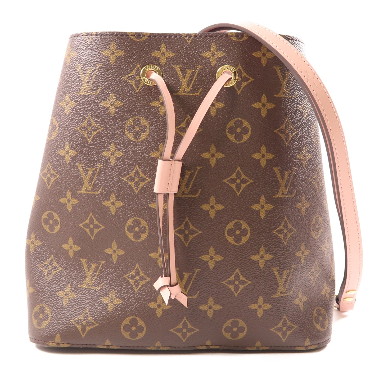 LOUIS VUITTON Monogram Neo Noe金扣手挽肩背兩用袋棕色/粉紅色