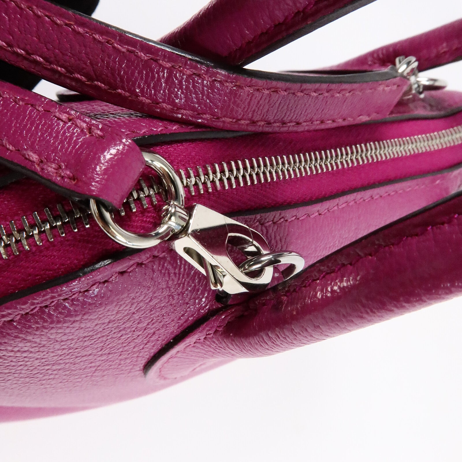 HERMES Chevre皮革Mini Bolide手挽肩背兩用袋Rose Pourpre