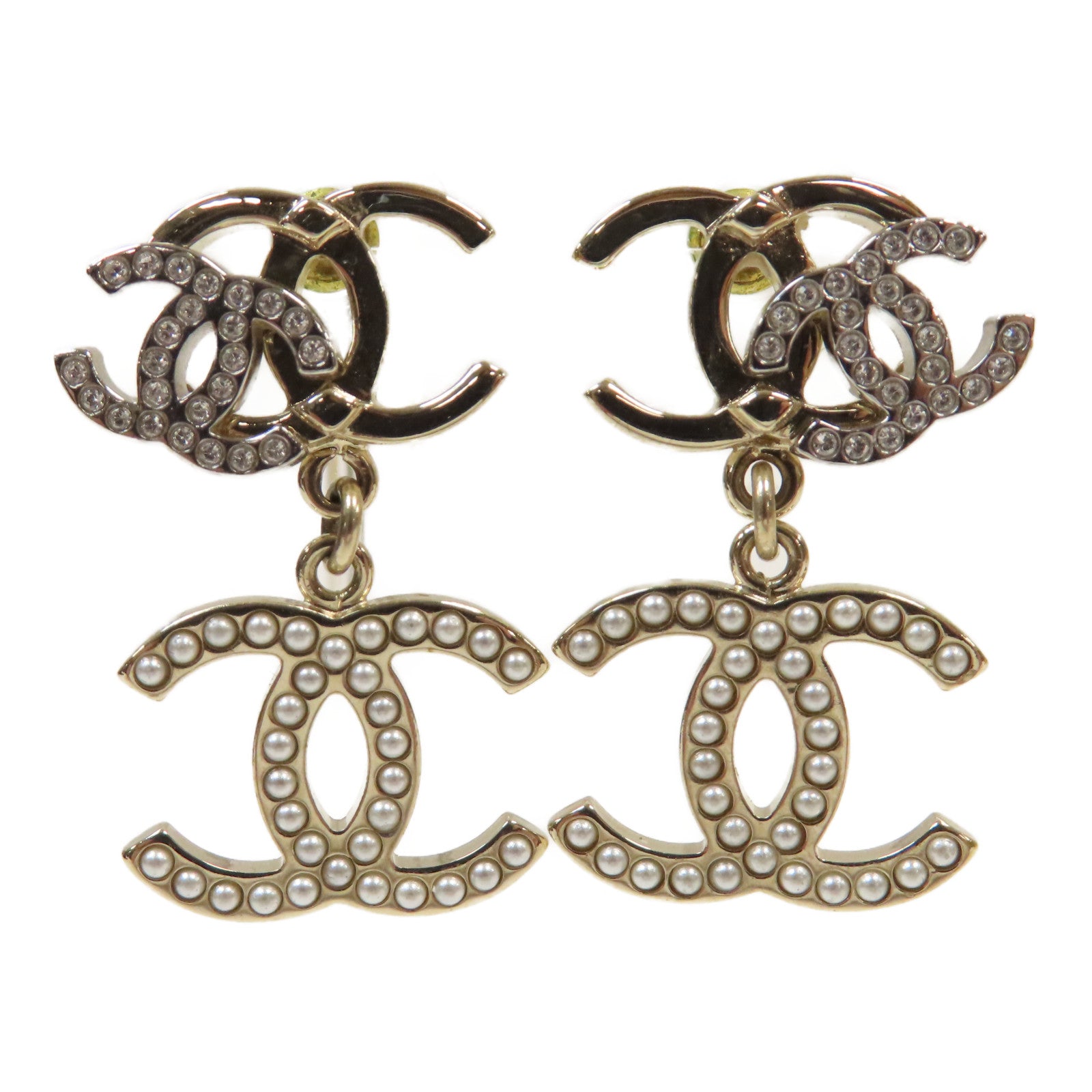 CHANEL PVC/金屬Earrings耳環金色/白色