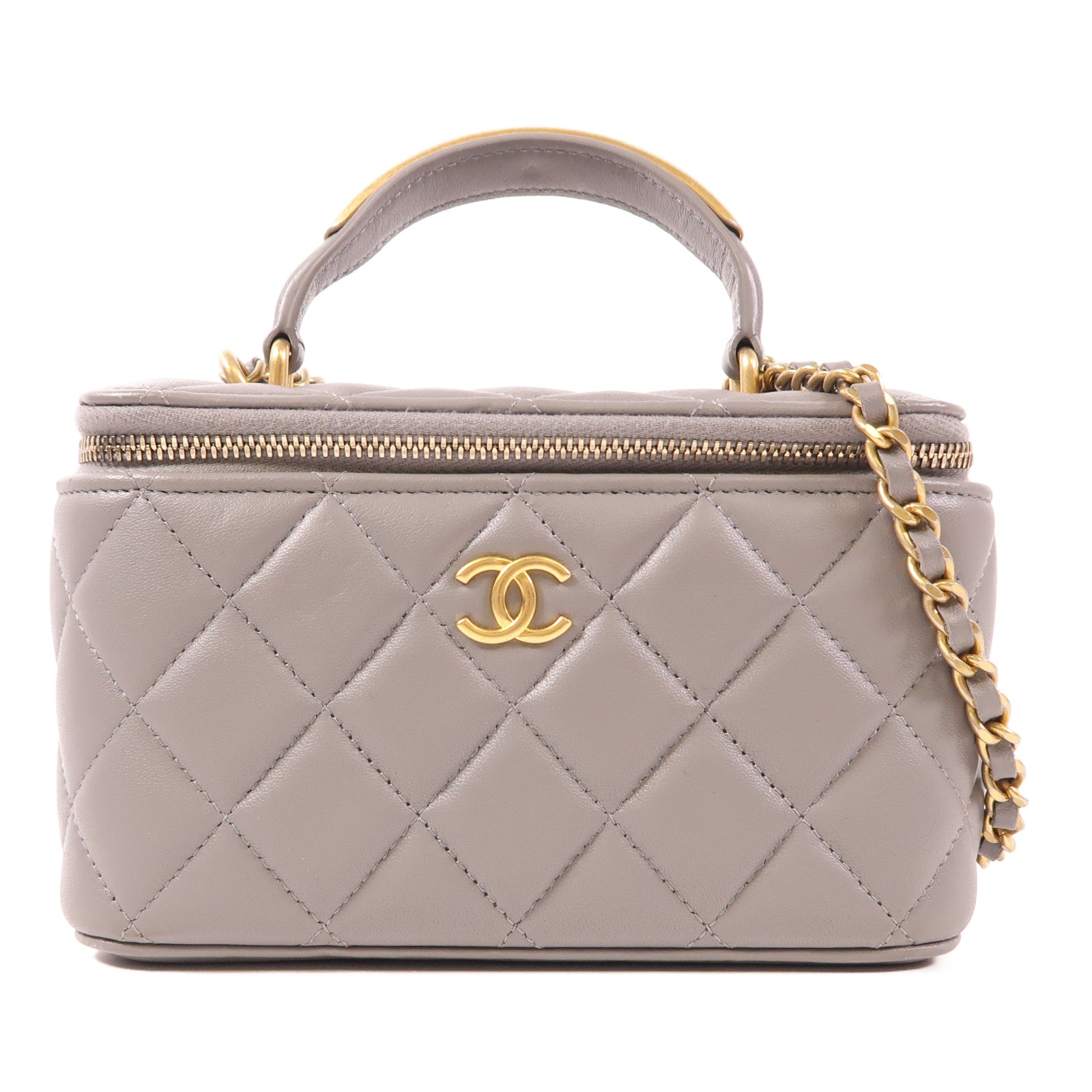 CHANEL 羊皮皮革Vanity Case金扣手挽肩背兩用袋