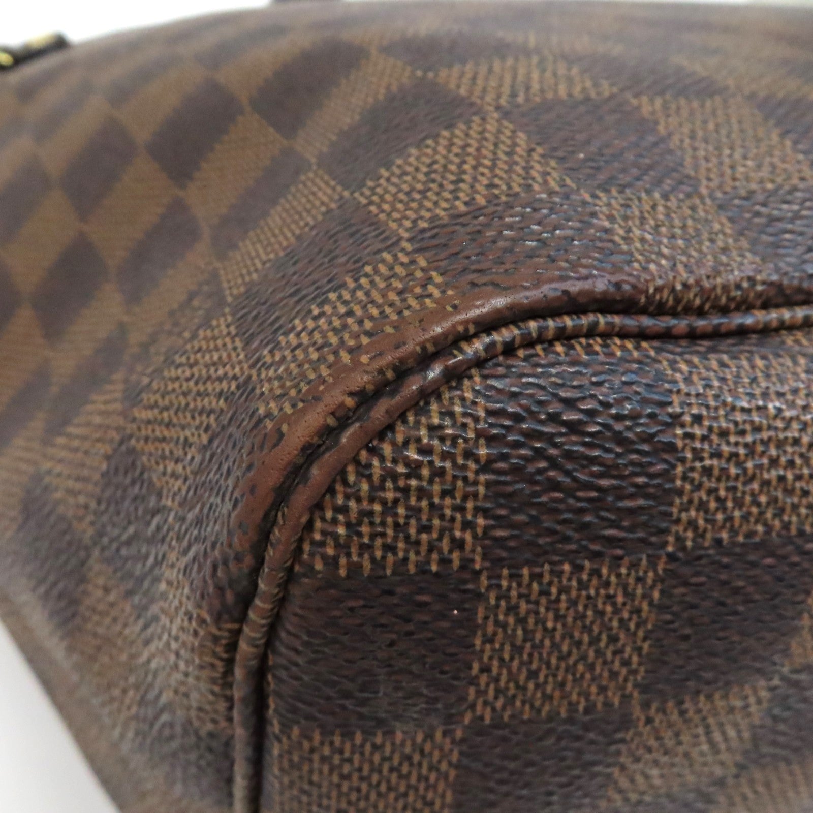 LOUIS VUITTON Damier Neverfull MM金扣手挽袋啡色