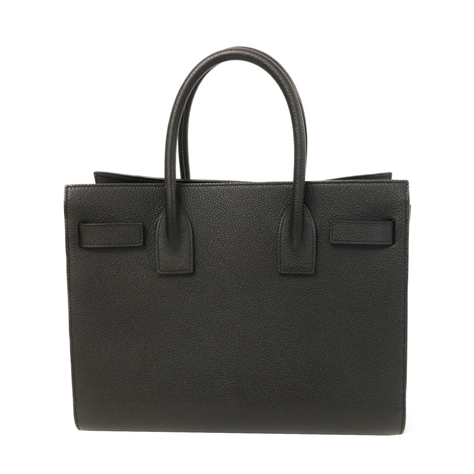 YVES SAINT LAURENT 牛皮皮革Sac De Jour銀扣手挽肩背兩用袋黑色
