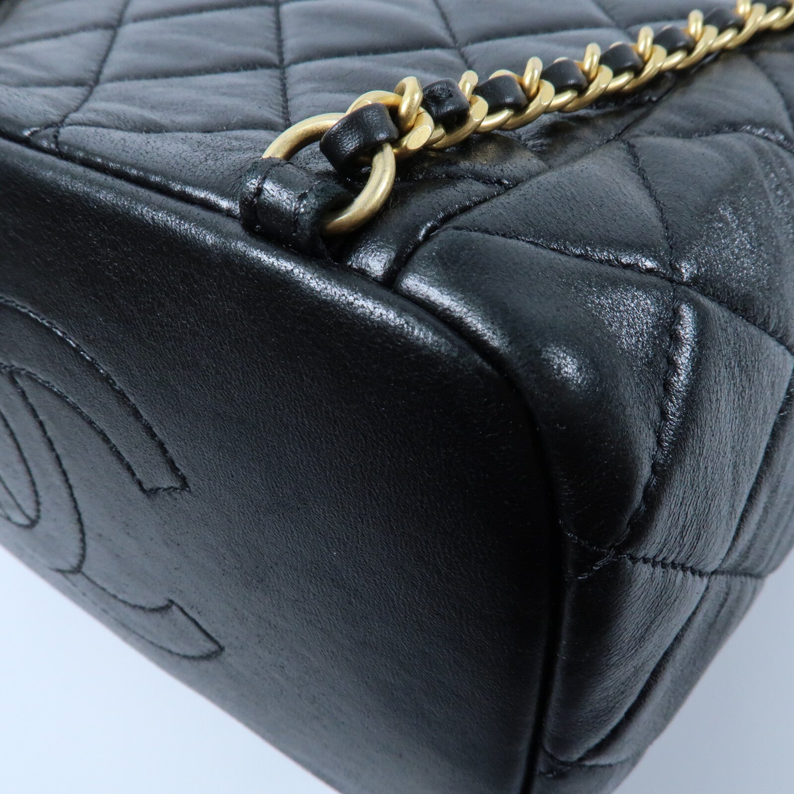 CHANEL 羊皮皮革Backpack金扣背包