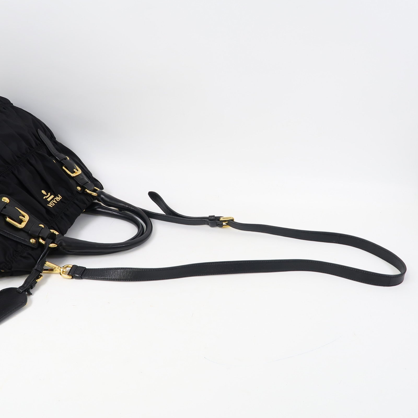PRADA 尼龍Hand Bag金扣手挽肩背兩用袋黑色