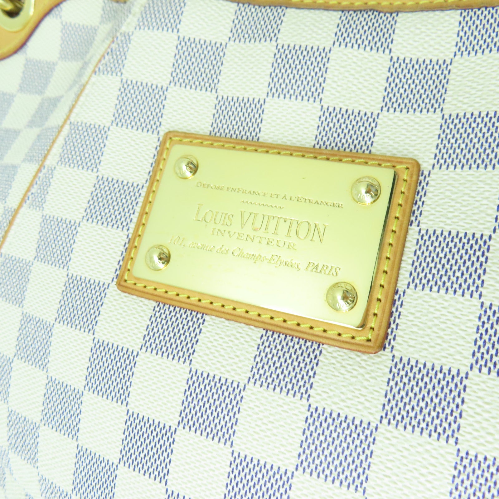 LOUIS VUITTON 【激減優惠】Damier Azur Galliera PM金扣肩背袋白色