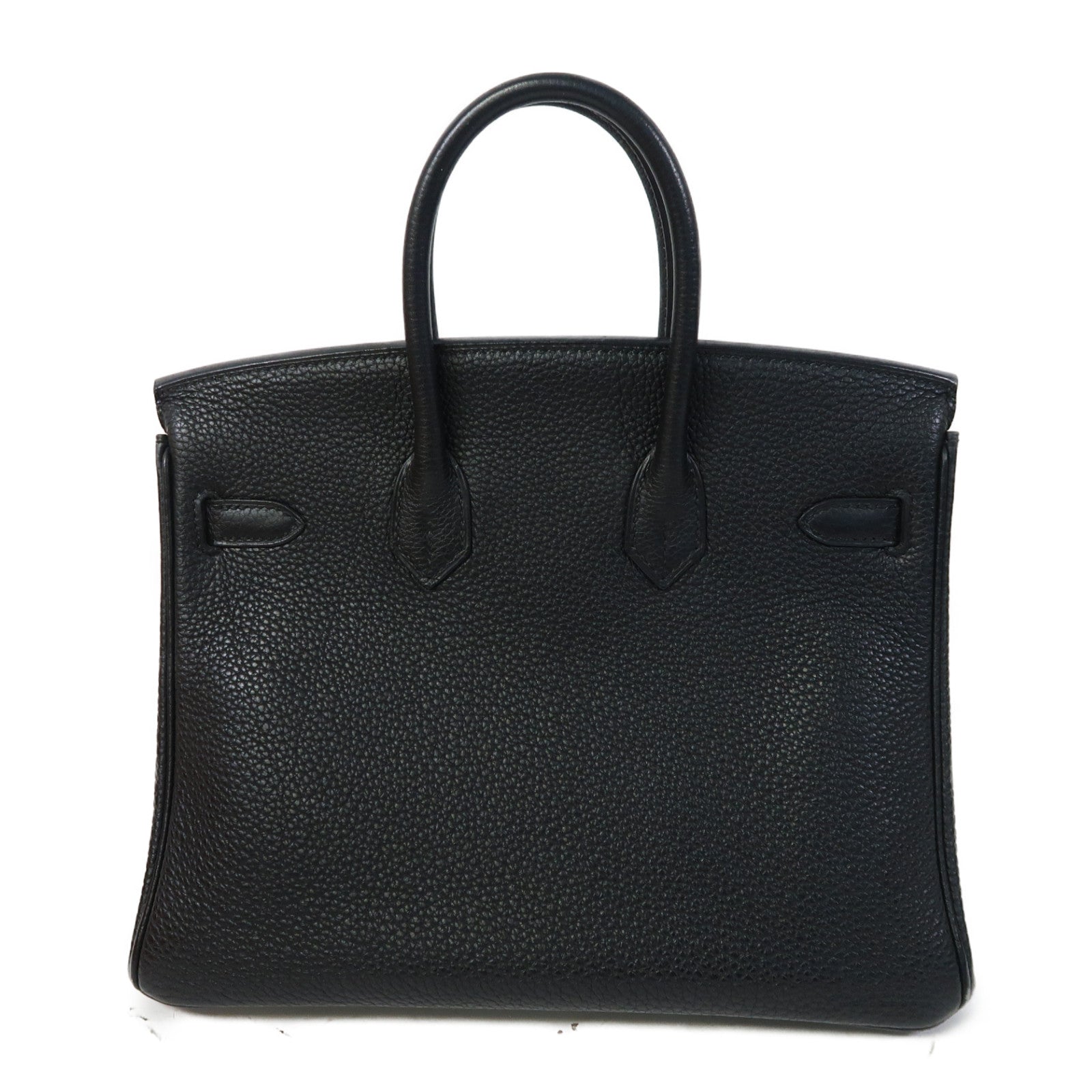 HERMES Togo皮革Birkin 25銀扣手挽袋Noir/黑色