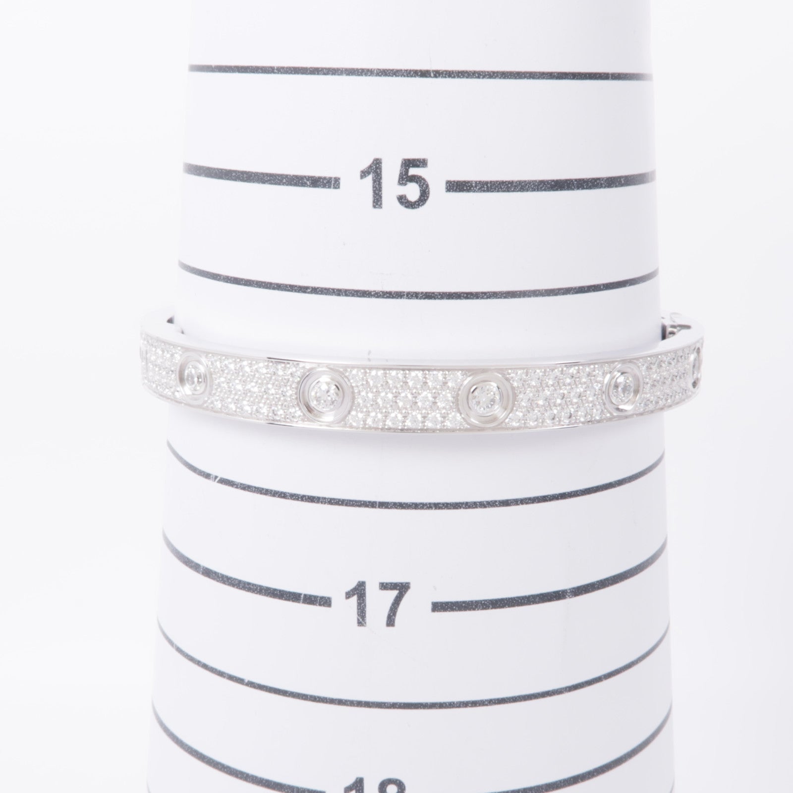 CARTIER 18K白金Love Bracelet Diamond Paved鑽石手鐲Cartier#17