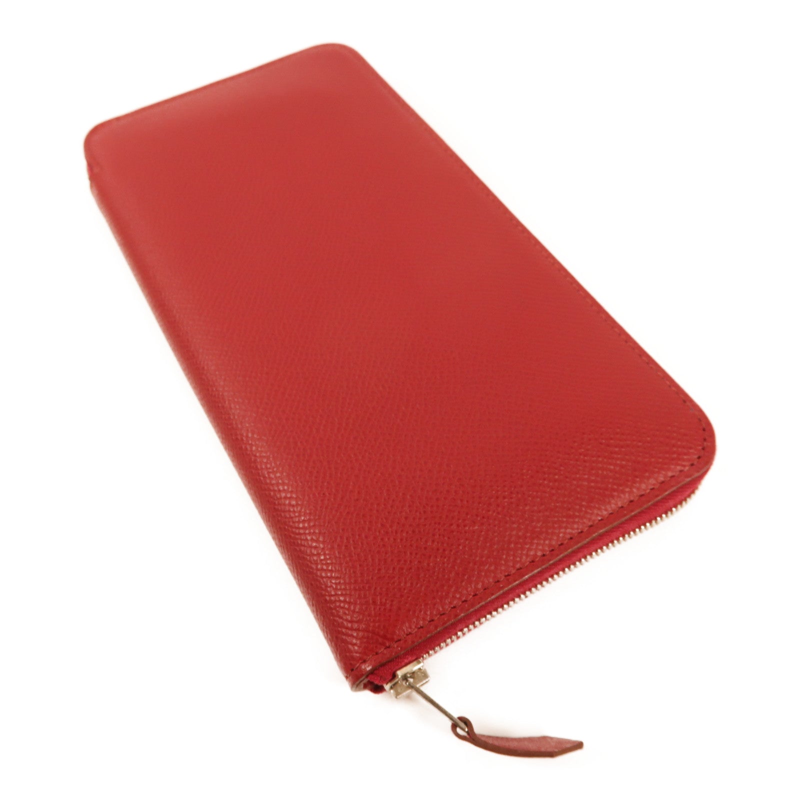 HERMES Epsom皮革Azap Long Wallet銀扣長錢包Rouge Grenade