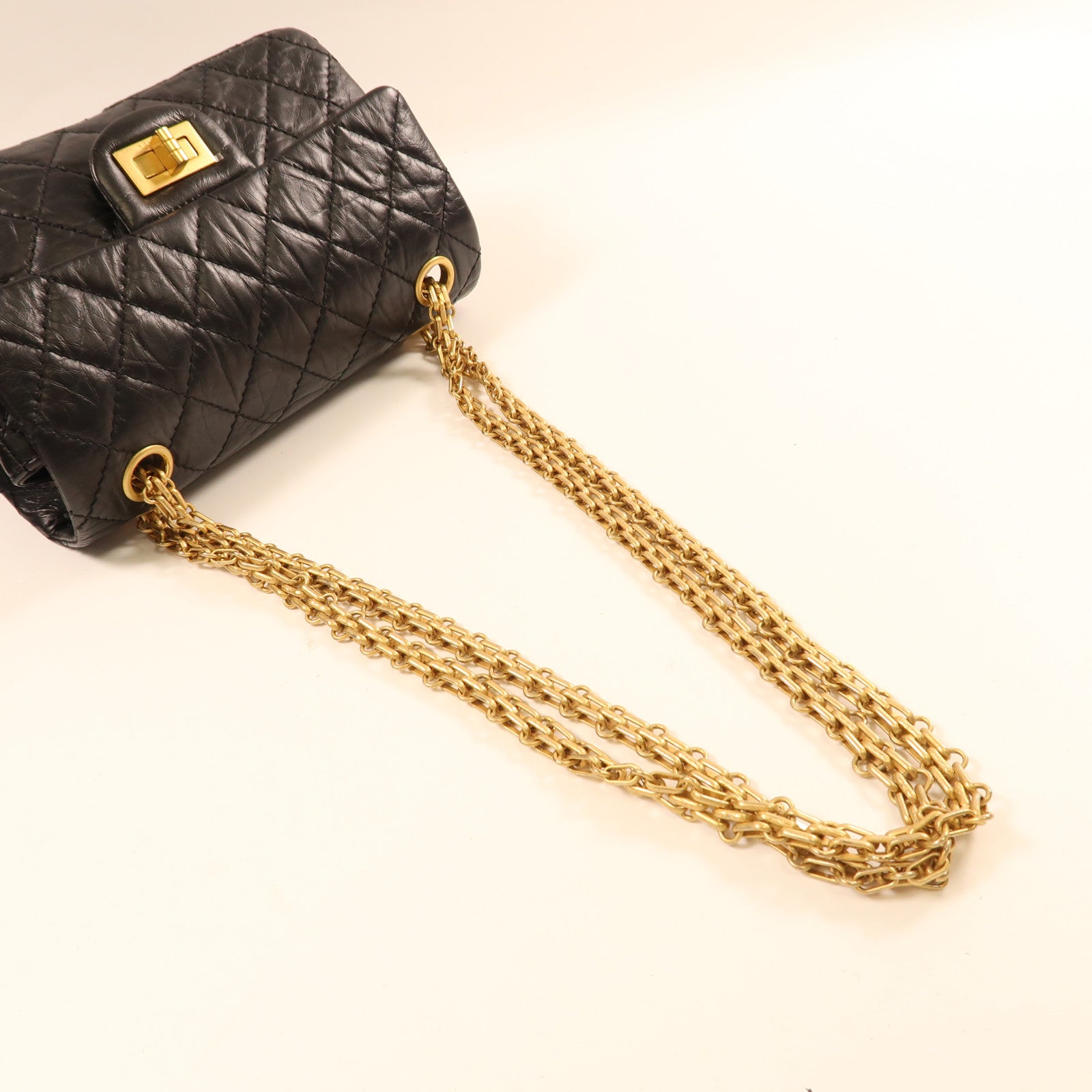 CHANEL 牛皮皮革2.55 20金扣手挽肩背兩用袋黑色