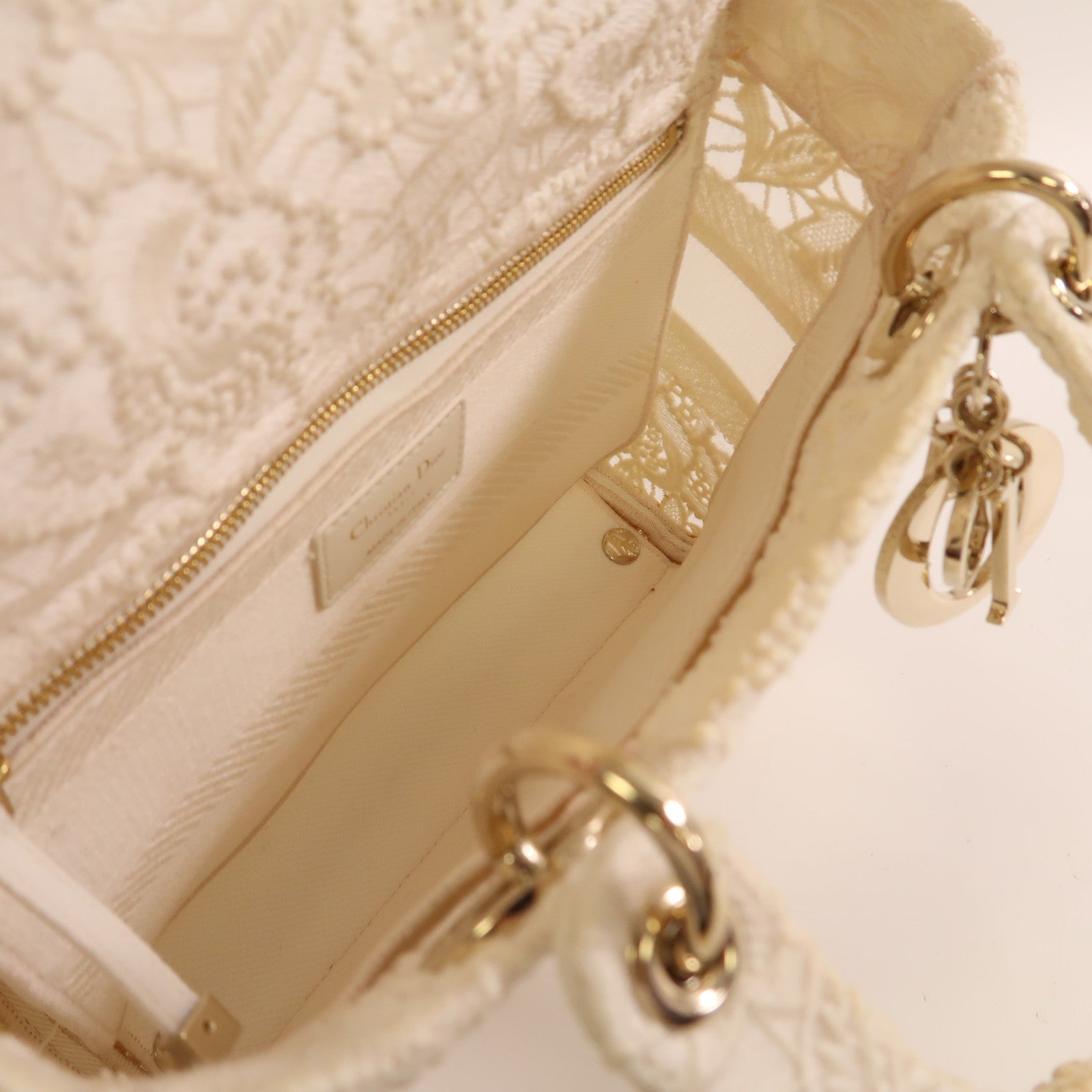Dior Lace Medium Lady Dior金扣手挽肩背兩用袋