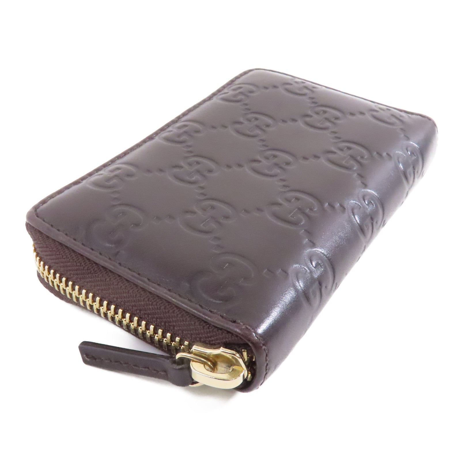 GUCCI 牛皮皮革Card/Coin Case金扣零錢包/卡片套啡色