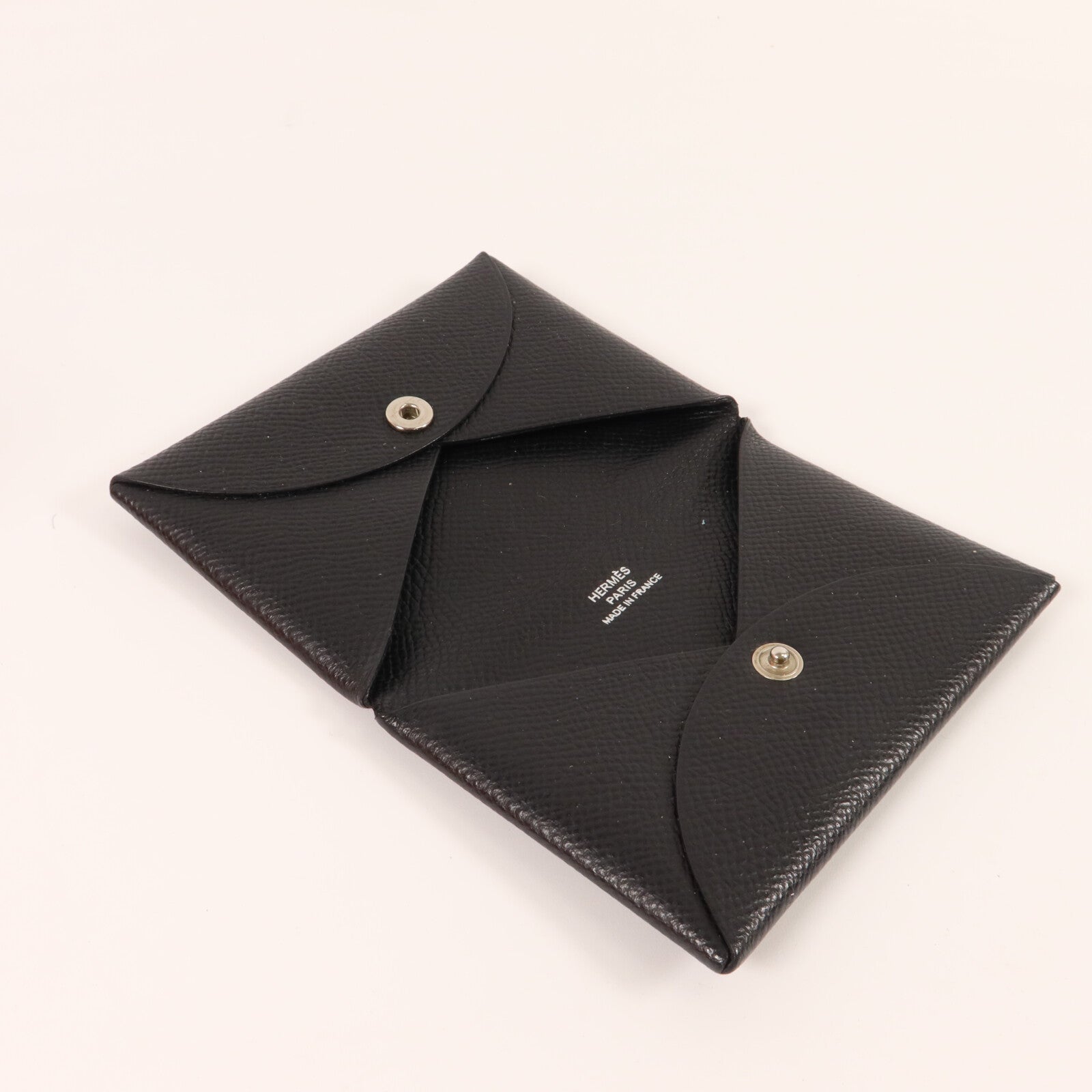 HERMES Epsom皮革Calvi卡片套Noir