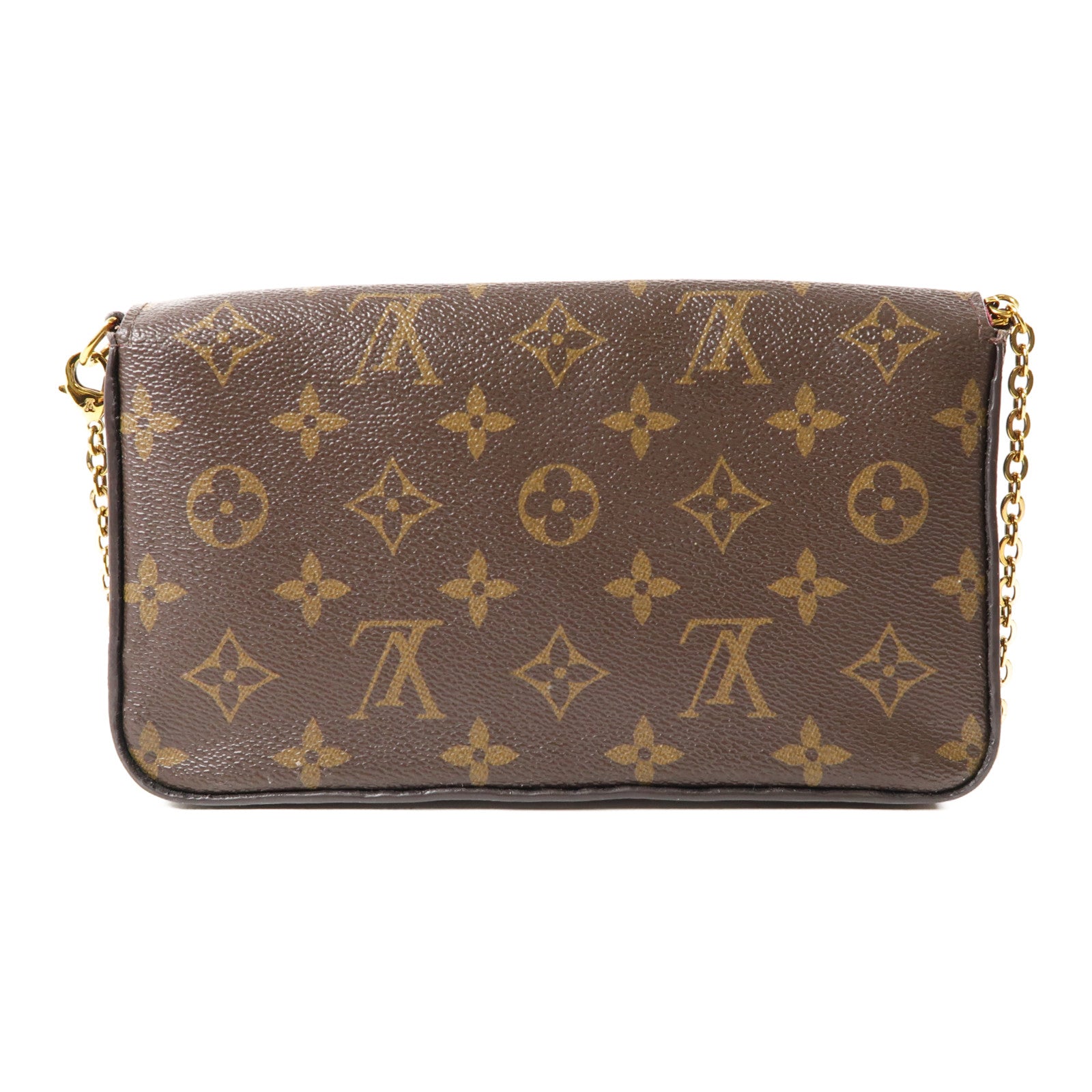 LOUIS VUITTON Monogram Felicie Pochette金扣鏈帶肩背袋棕色