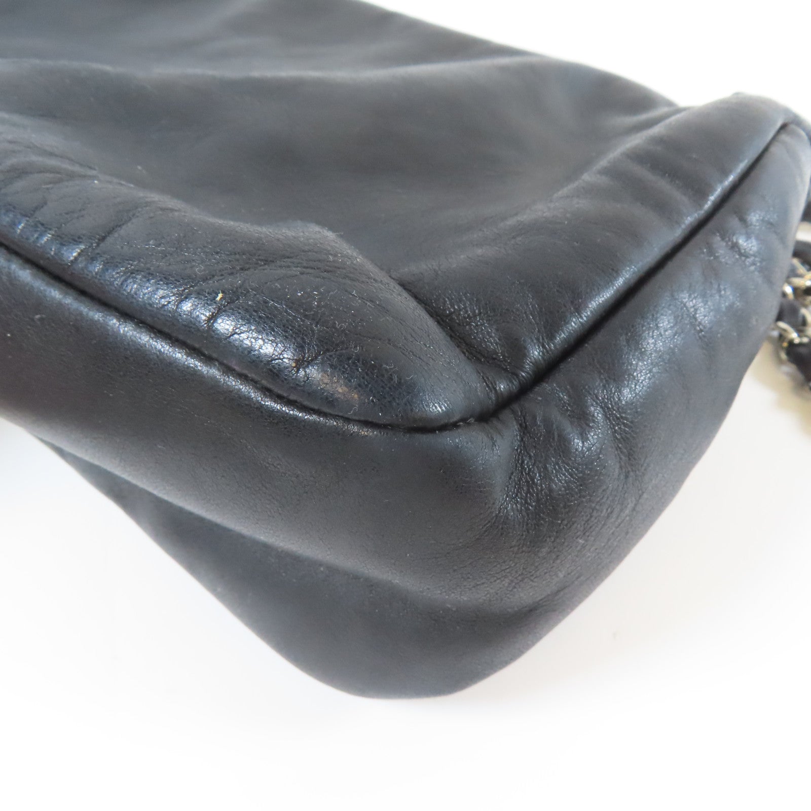 CHANEL 【激減優惠】牛皮皮革Chain Shoulder銀扣鏈帶肩背袋黑色