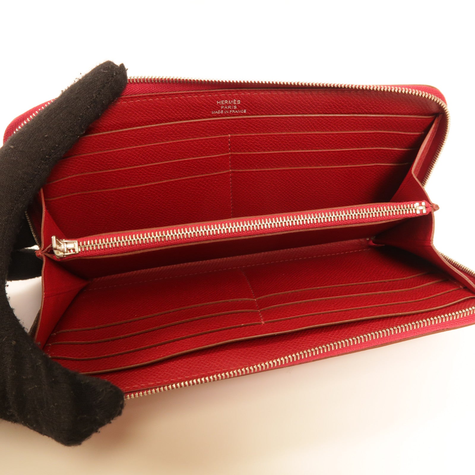 HERMES 【激減優惠】Epsom皮革Azap Long Wallet銀扣長錢包Rouge Grenade