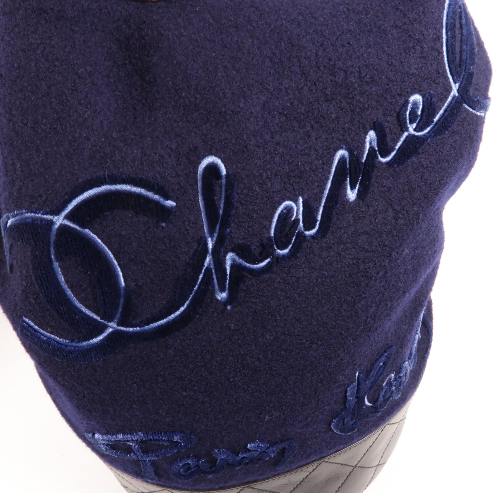 CHANEL 羊毛/牛皮皮革Drawstring Sling Bag鏈帶肩背袋