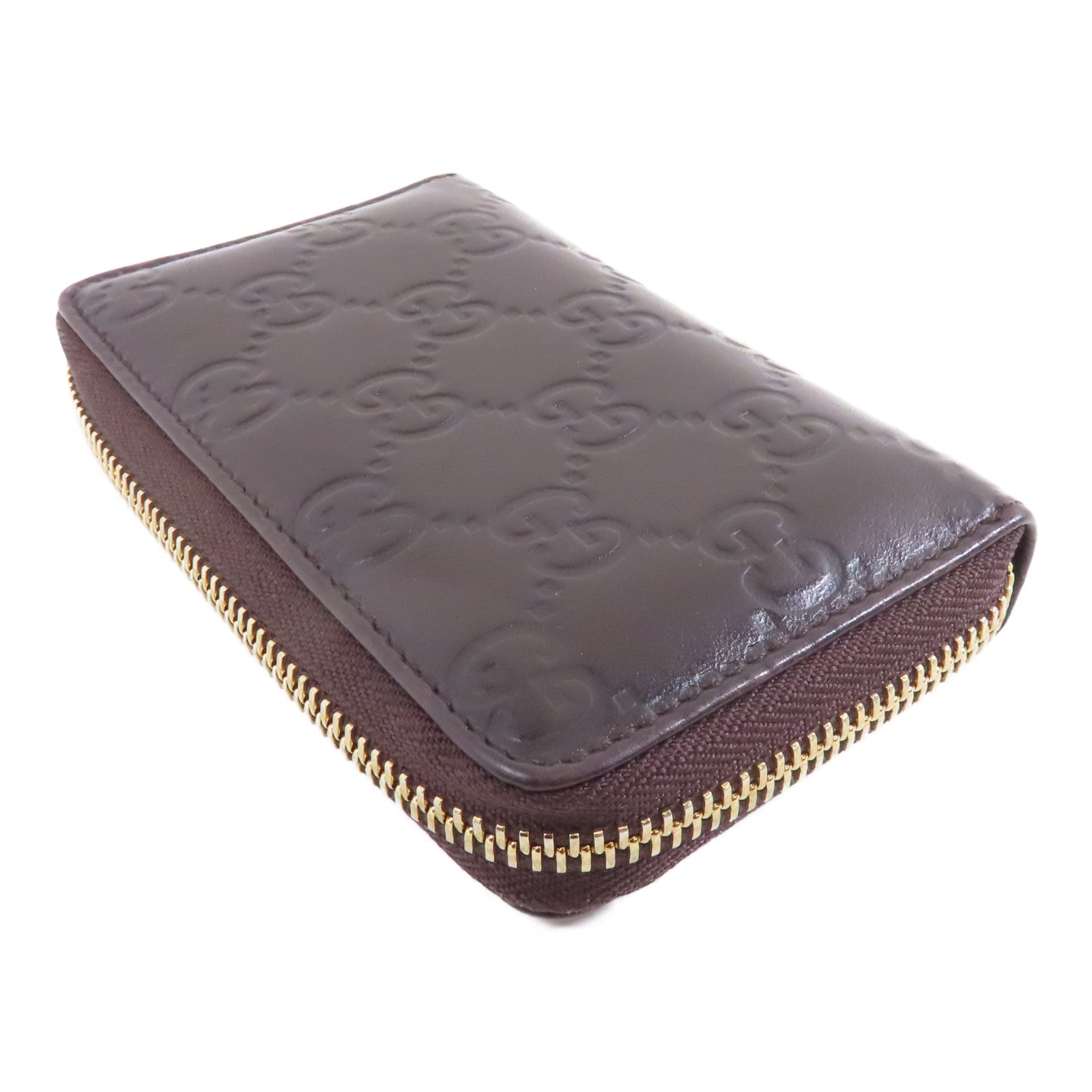 GUCCI 牛皮皮革Card/Coin Case金扣零錢包/卡片套啡色