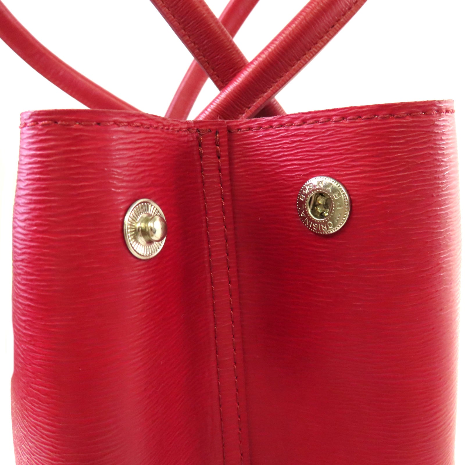 Longchamp 牛皮皮革Tote Bag銀扣肩背袋紅色