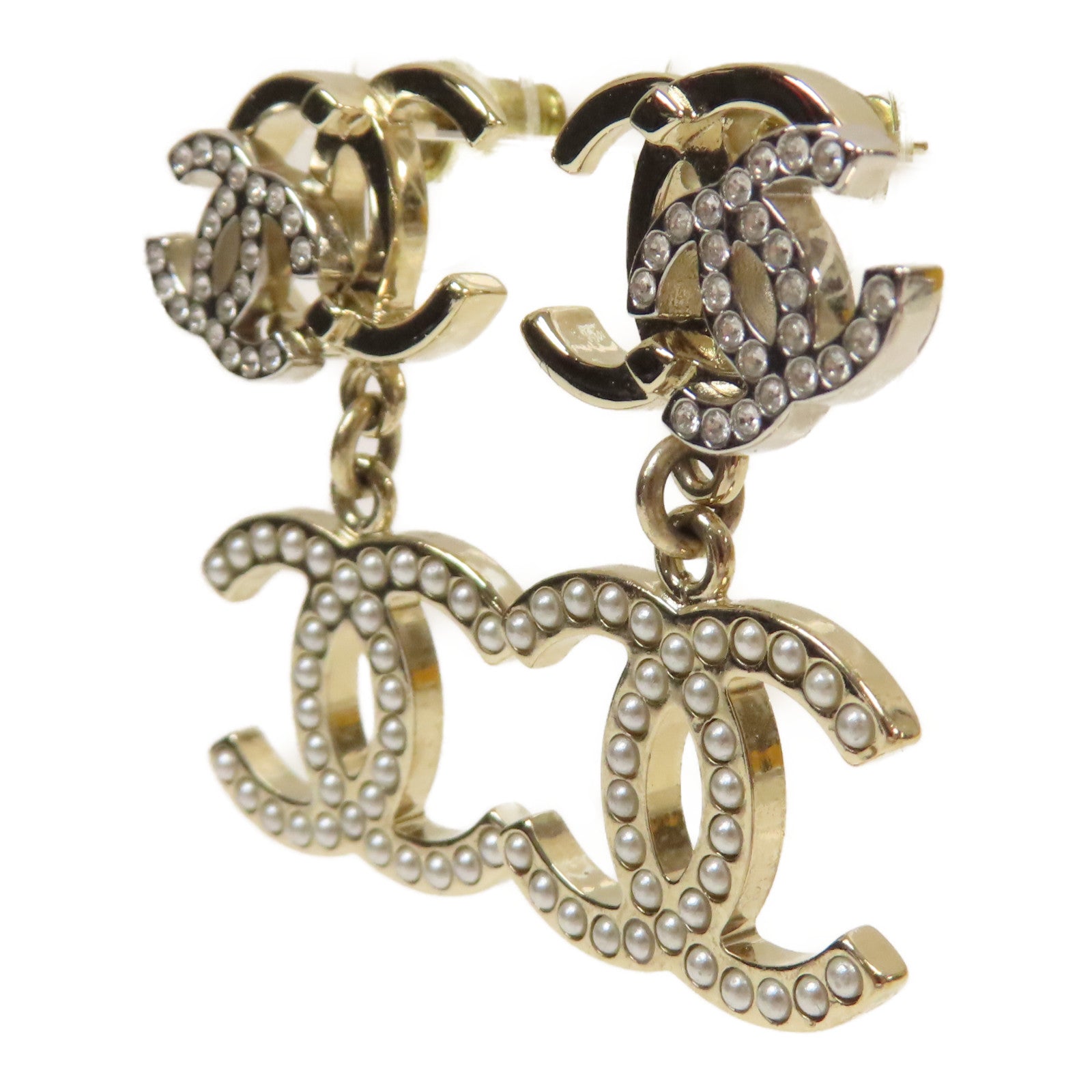 CHANEL PVC/金屬Earrings耳環金色/白色