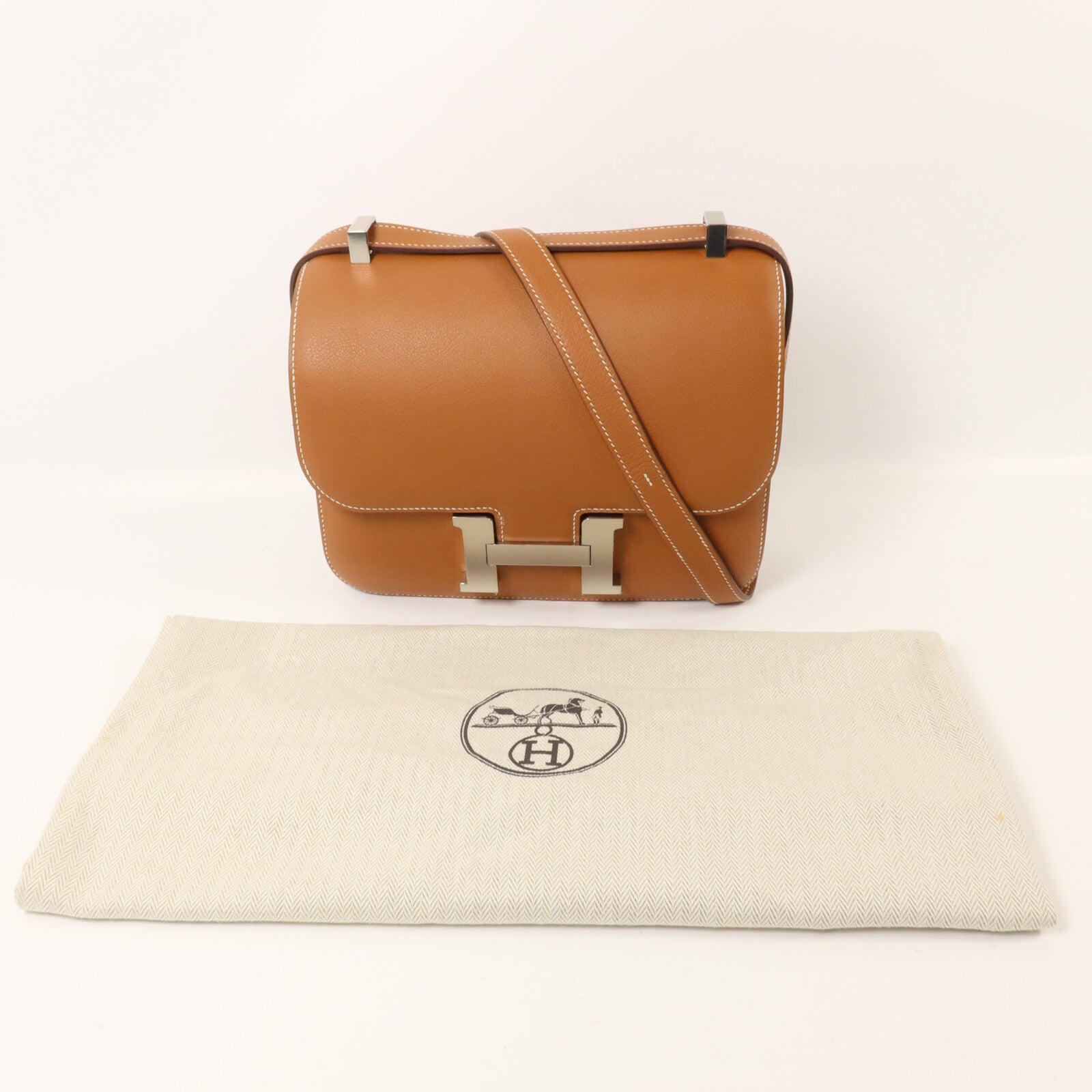 HERMES Evercolor皮革Constance 24肩背袋Gold