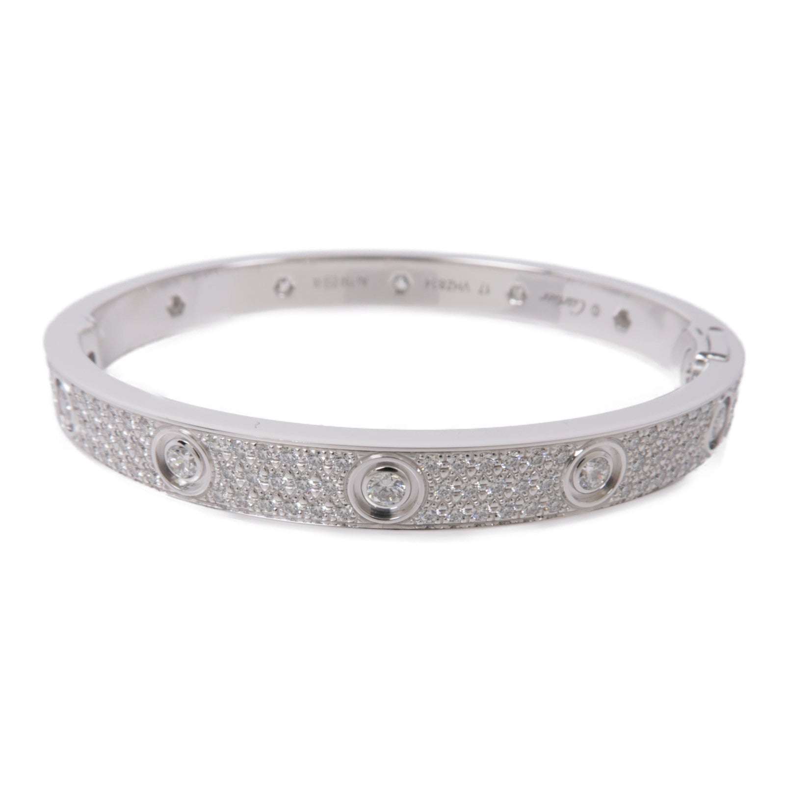 CARTIER 18K白金Love Bracelet Diamond Paved鑽石手鐲Cartier#17