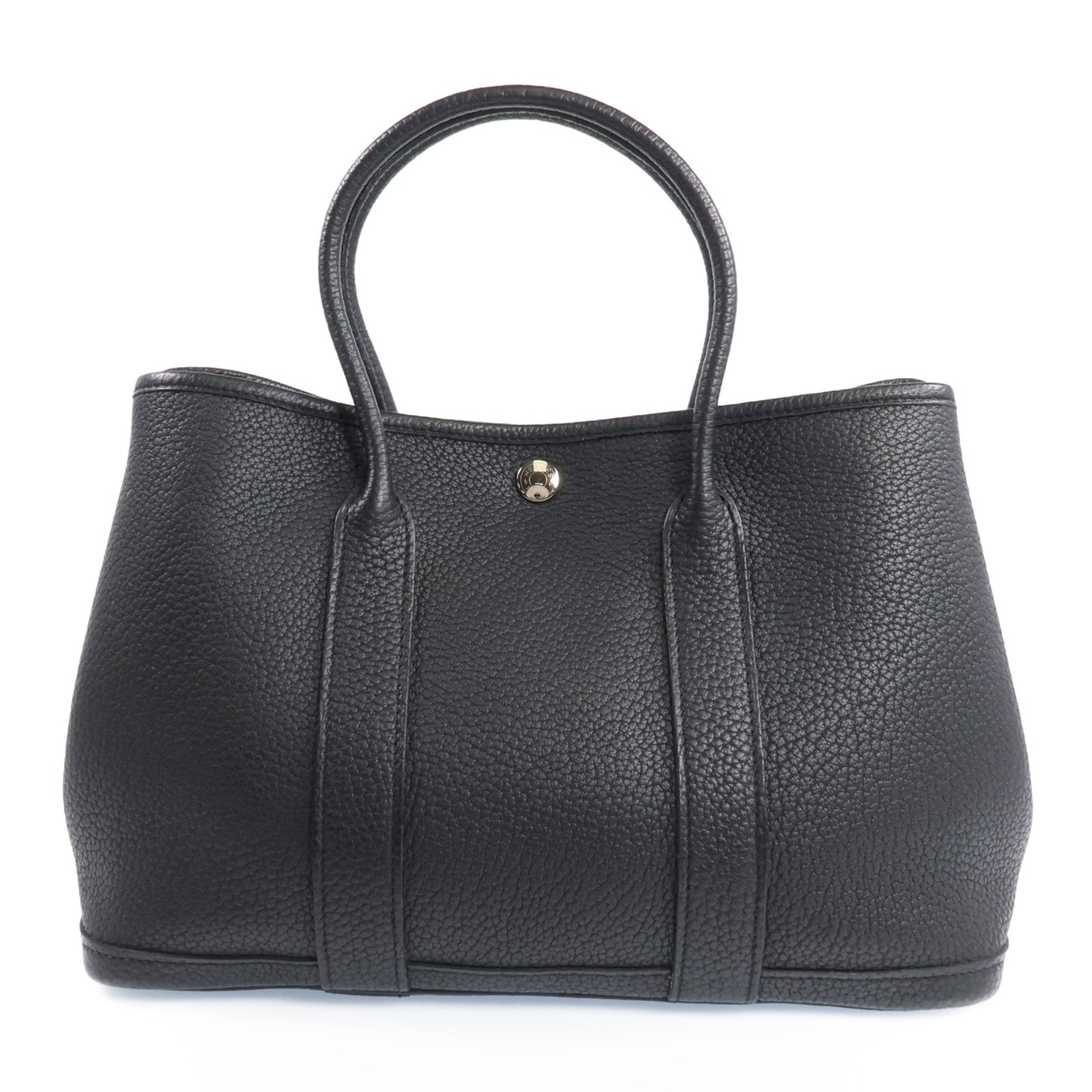 HERMES Negonda皮革Garden Party TPM銀扣手挽袋Noir