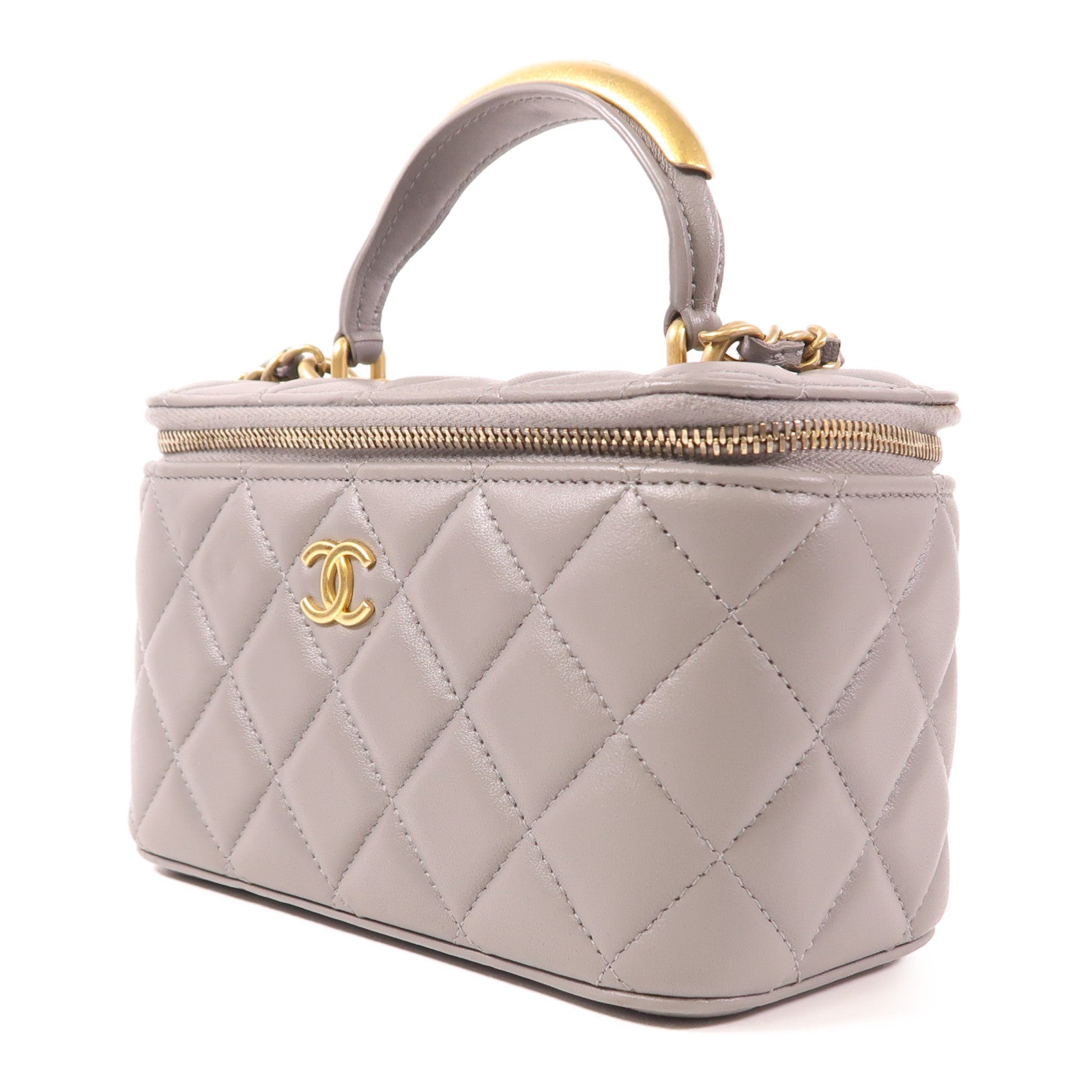 CHANEL 羊皮皮革Vanity Case金扣手挽肩背兩用袋