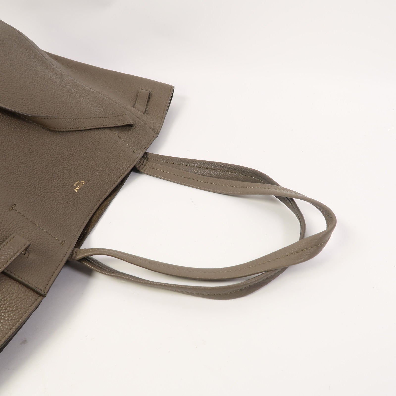 CELINE 牛皮皮革Small Cabas Phantom金扣肩背袋灰色