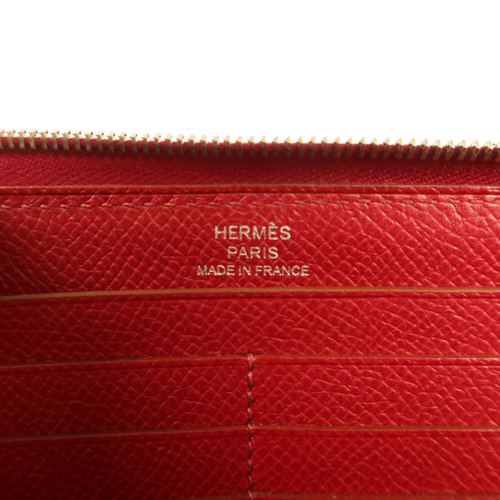 HERMES Epsom皮革Azap Long Wallet銀扣長錢包Rouge Grenade