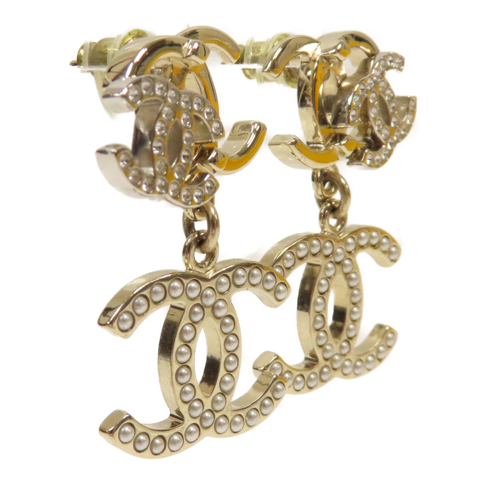 CHANEL PVC/金屬Earrings耳環金色/白色