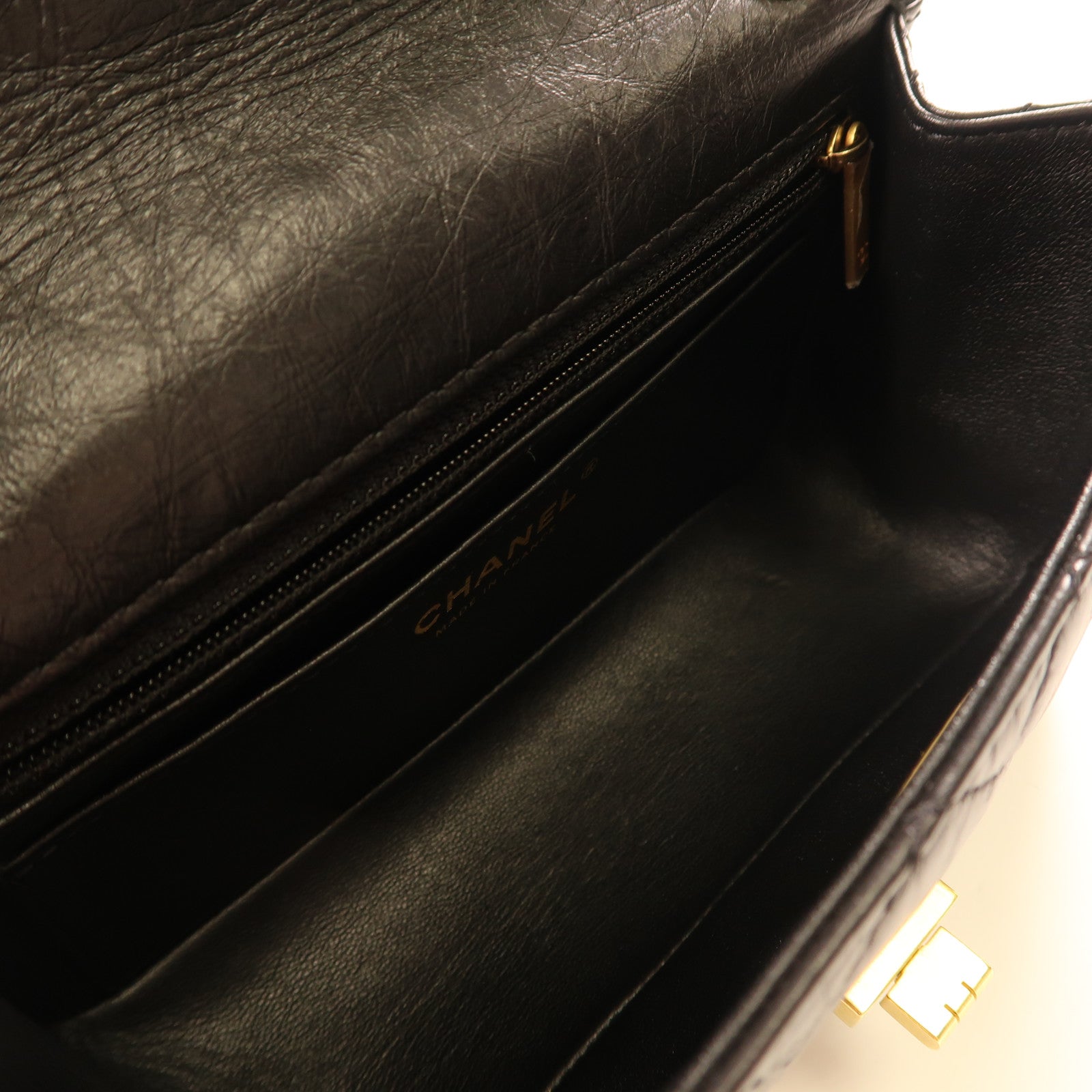 CHANEL 牛皮皮革2.55 20金扣手挽肩背兩用袋黑色