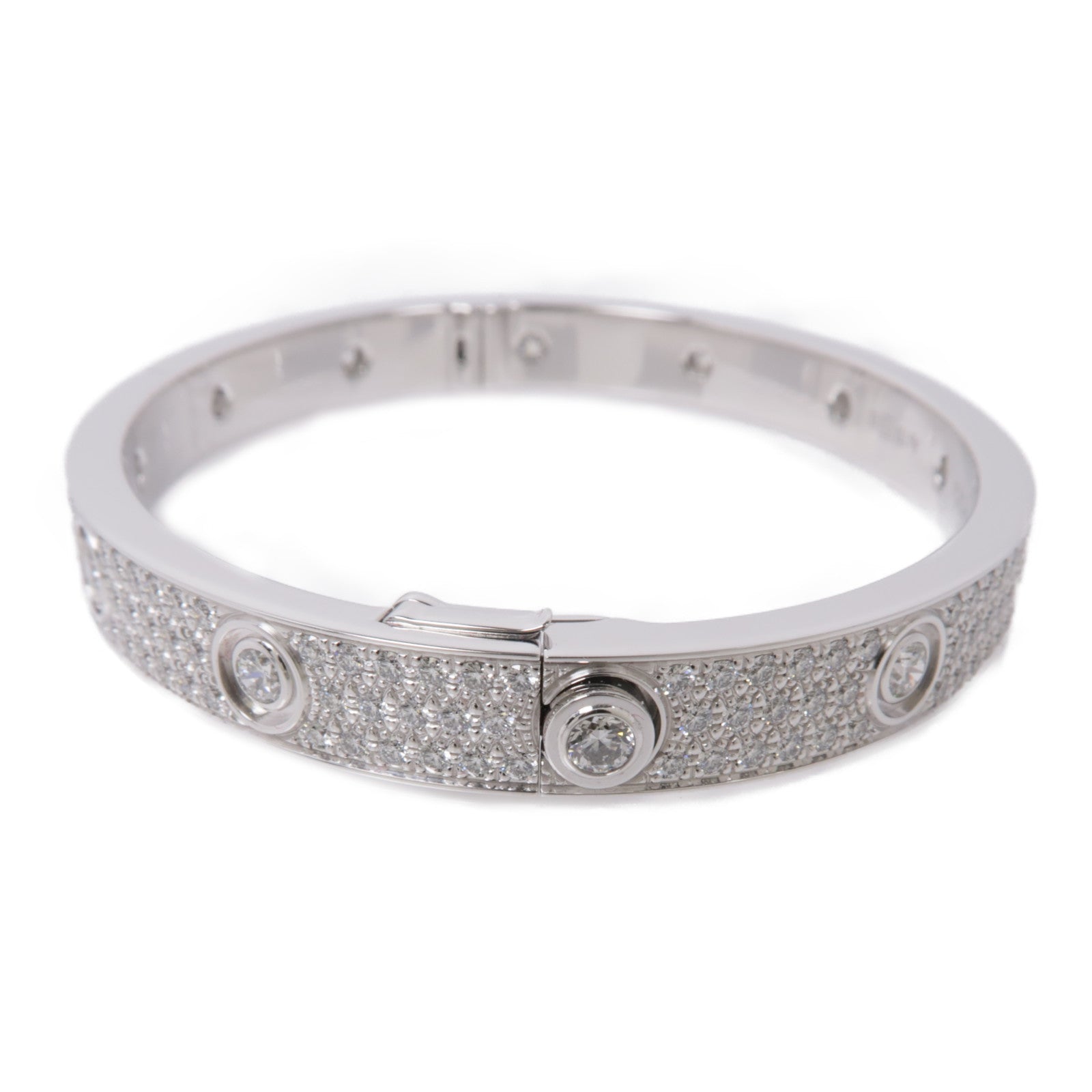 CARTIER 18K白金Love Bracelet Diamond Paved鑽石手鐲Cartier#17