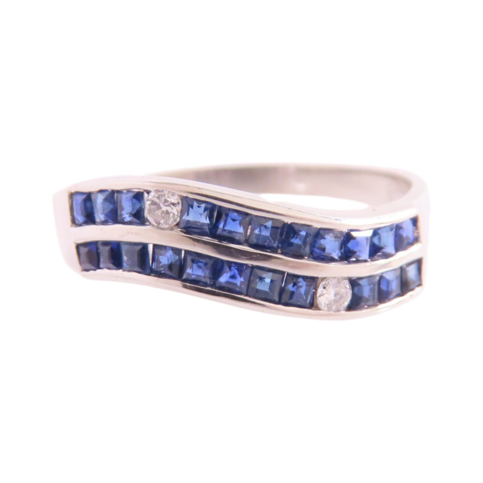 JEWELRY 【激減優惠】PT900鉑金/藍寶石/鑽石Sapphire Diamond Ring戒指US#6.5