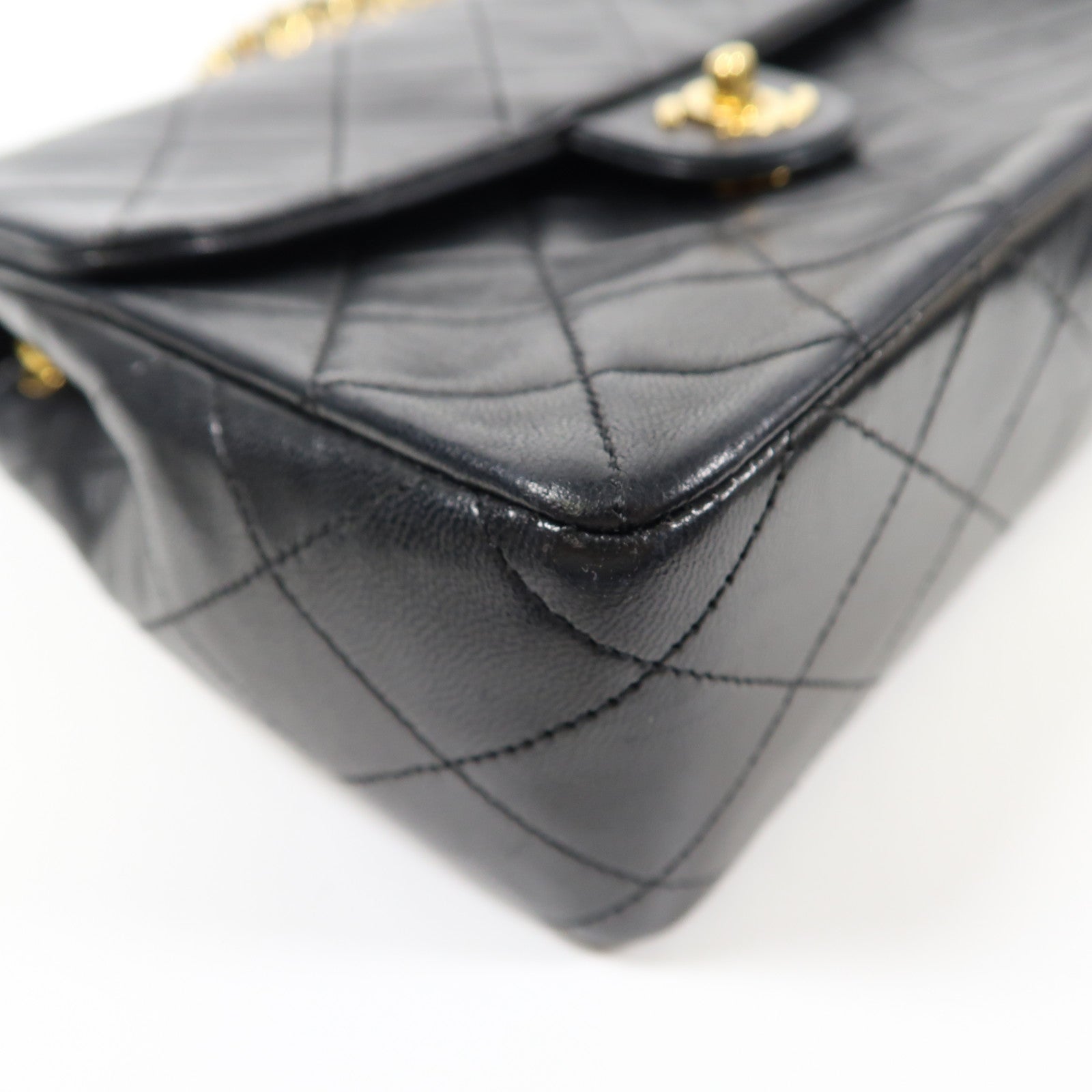 CHANEL 羊皮皮革Chain Shoulder金扣鏈帶肩背袋