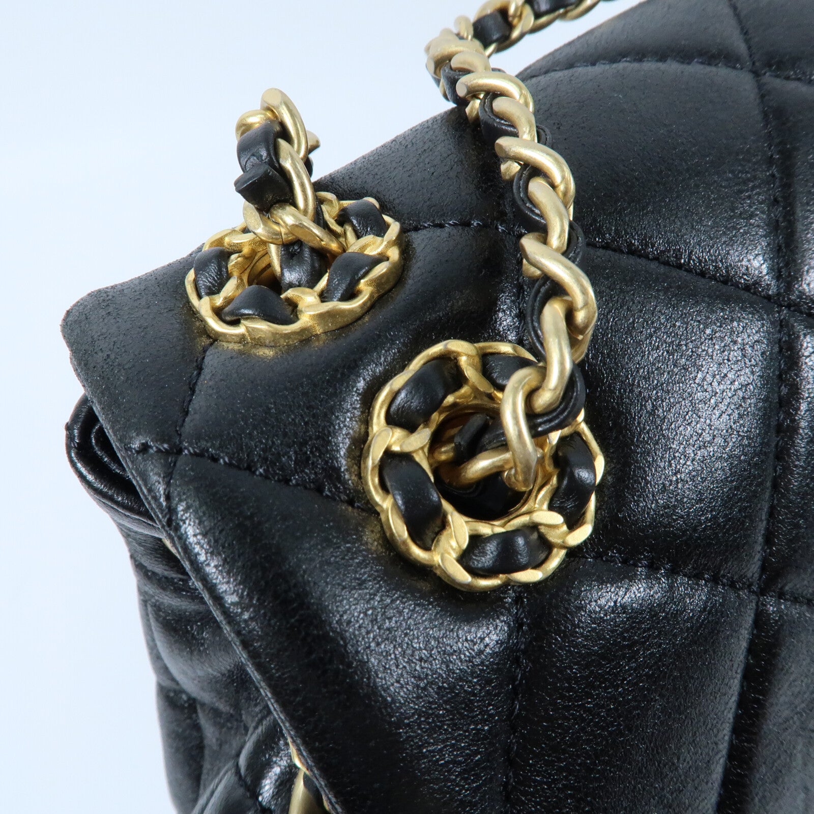 CHANEL 羊皮皮革Backpack金扣背包