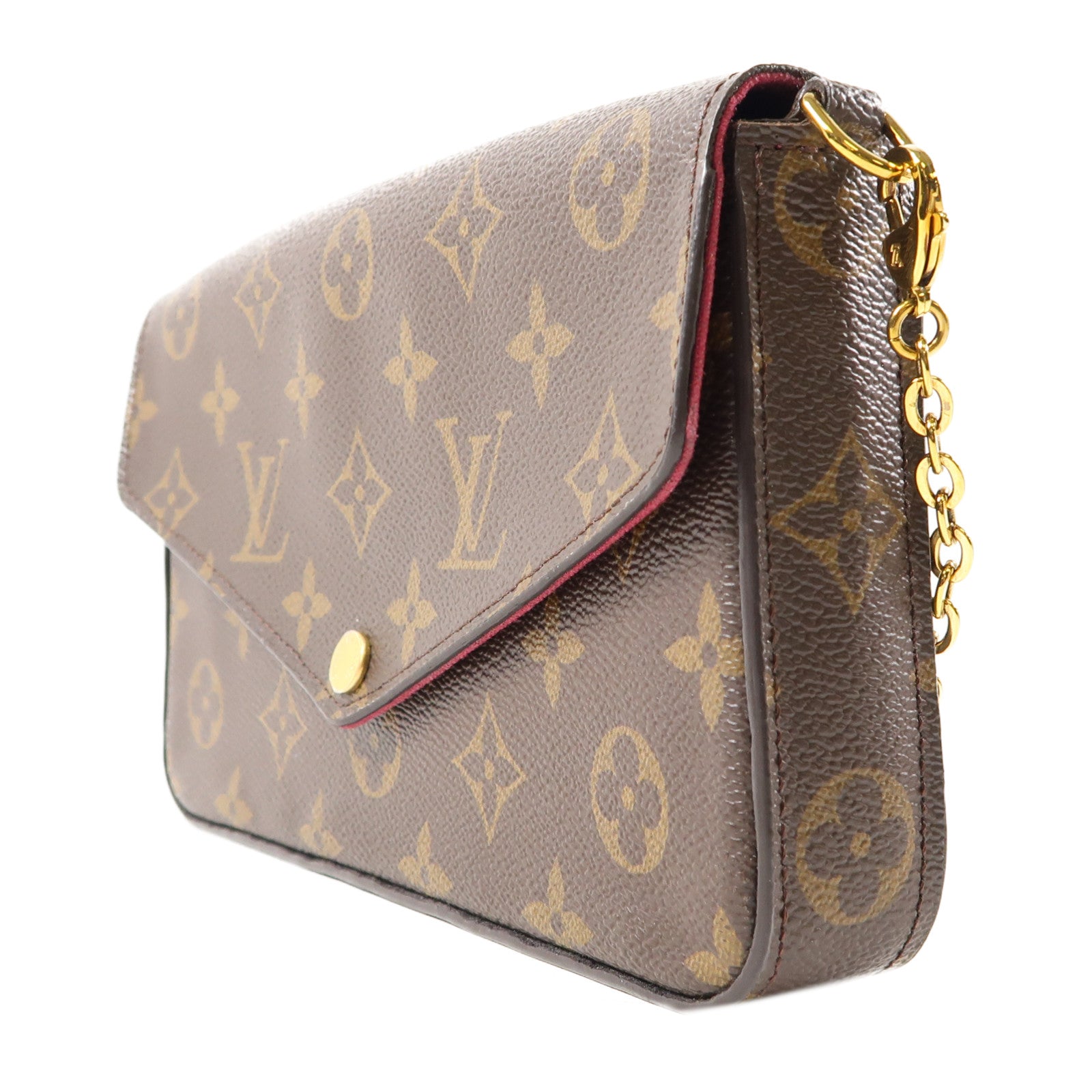 LOUIS VUITTON Monogram Felicie Pochette金扣鏈帶肩背袋棕色