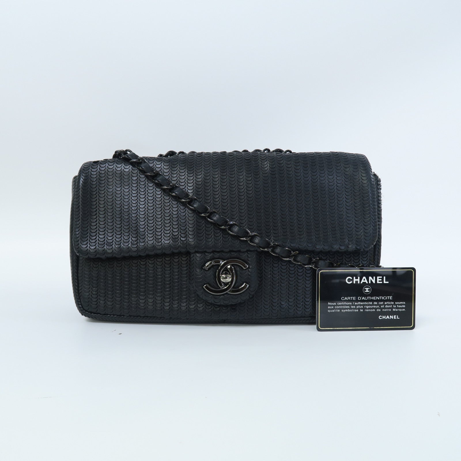 CHANEL 牛皮皮革Shoulder Bag鏈帶肩背袋黑色