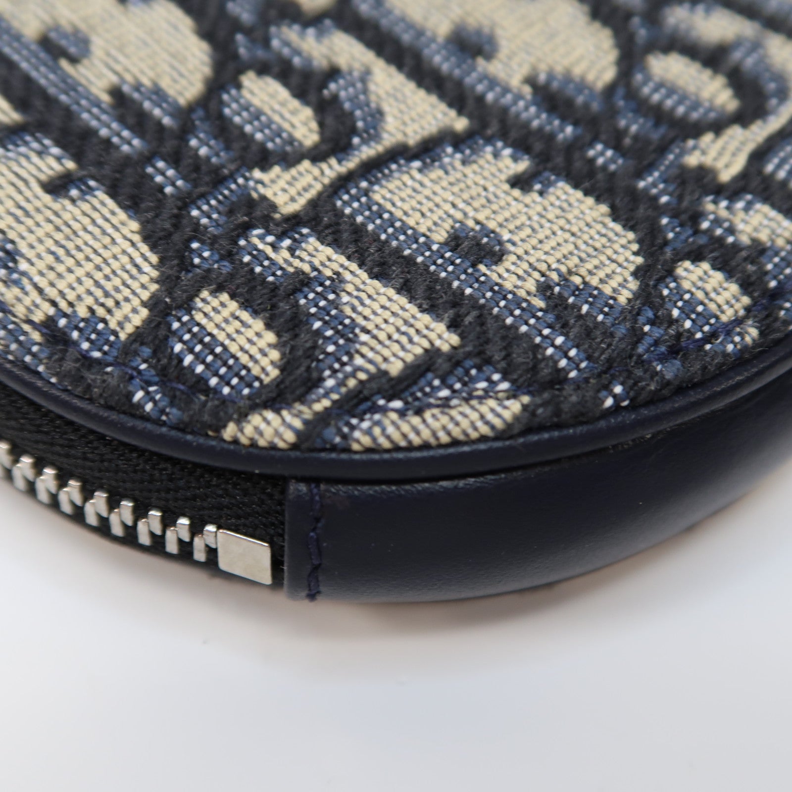 Dior 帆布Coin Case銀扣零錢包深藍色/米色