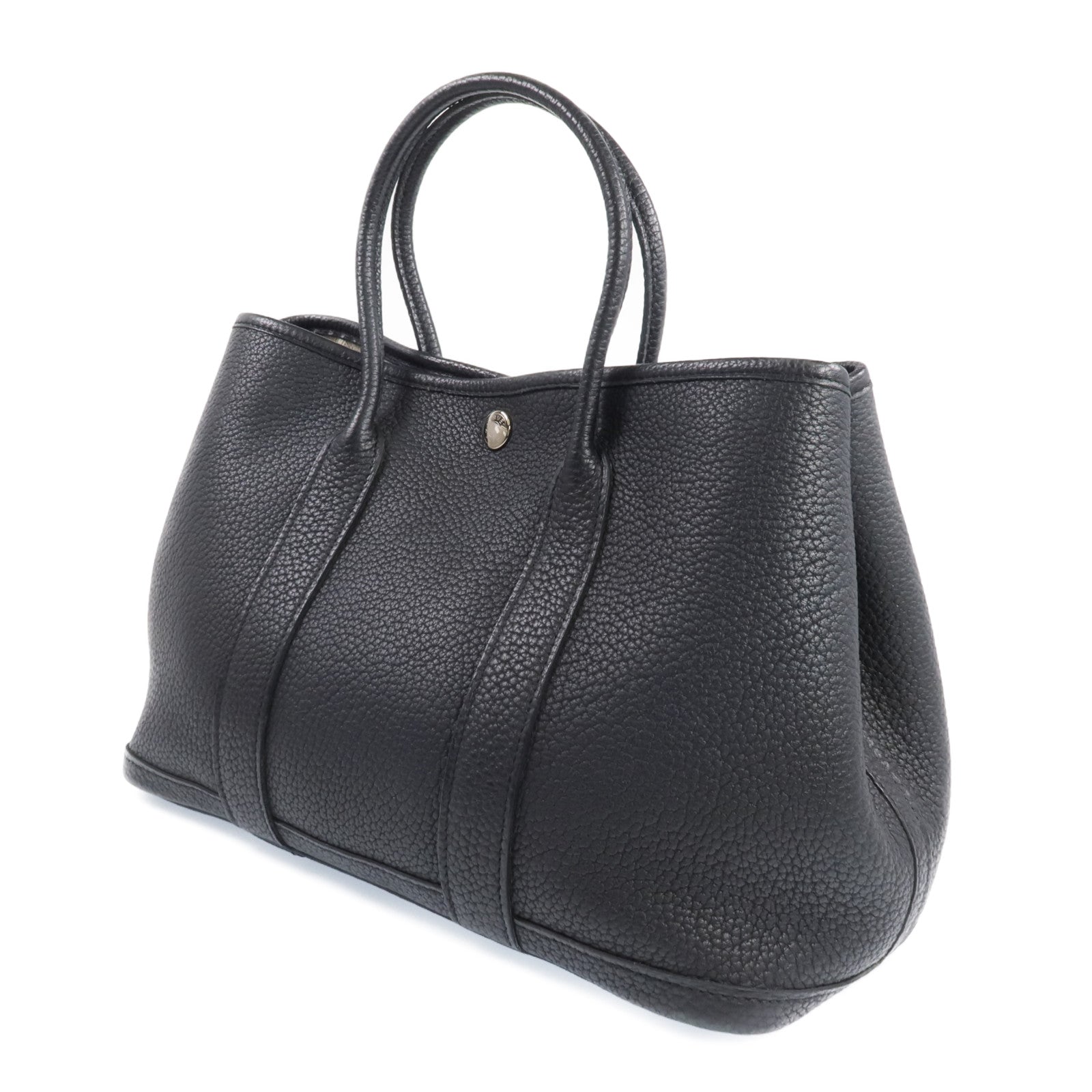 HERMES Negonda皮革Garden Party TPM銀扣手挽袋Noir