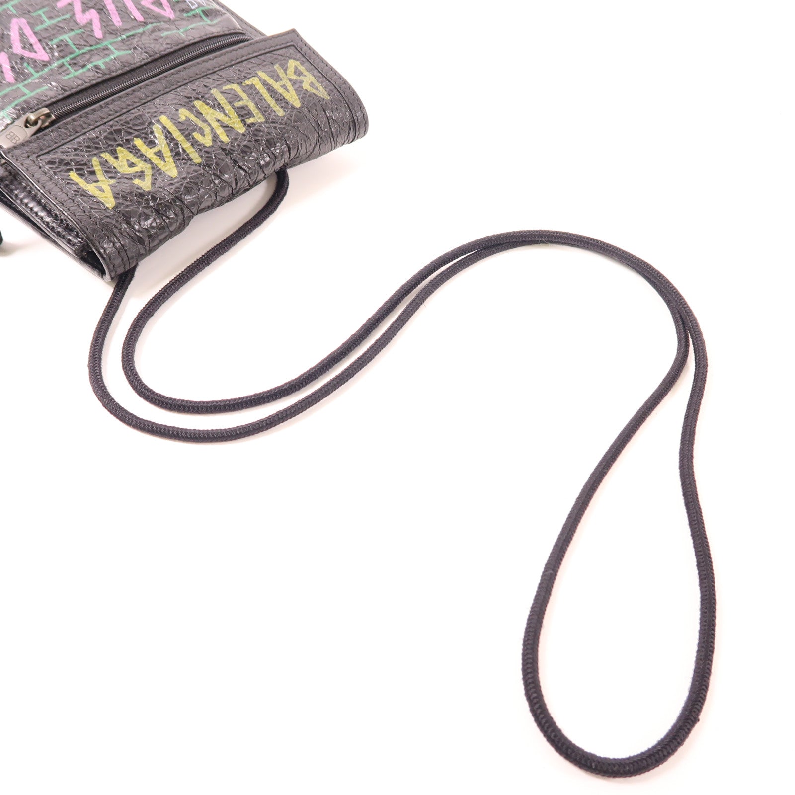BALENCIAGA 皮革Shoulder Pouch Graffiti肩背袋黑色