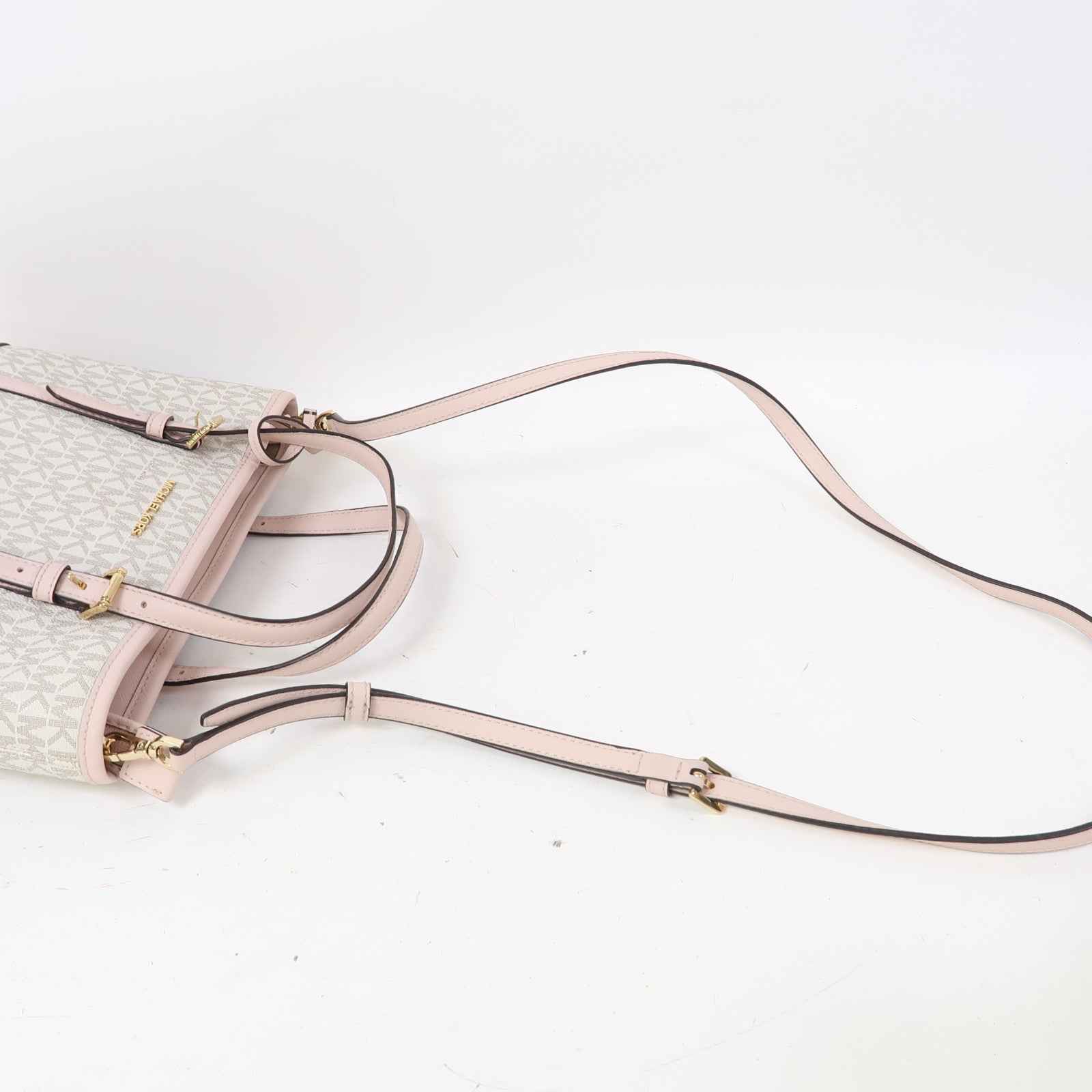 Michael Kors 牛皮皮革2 Way Shoulder金扣手挽肩背兩用袋粉紅色