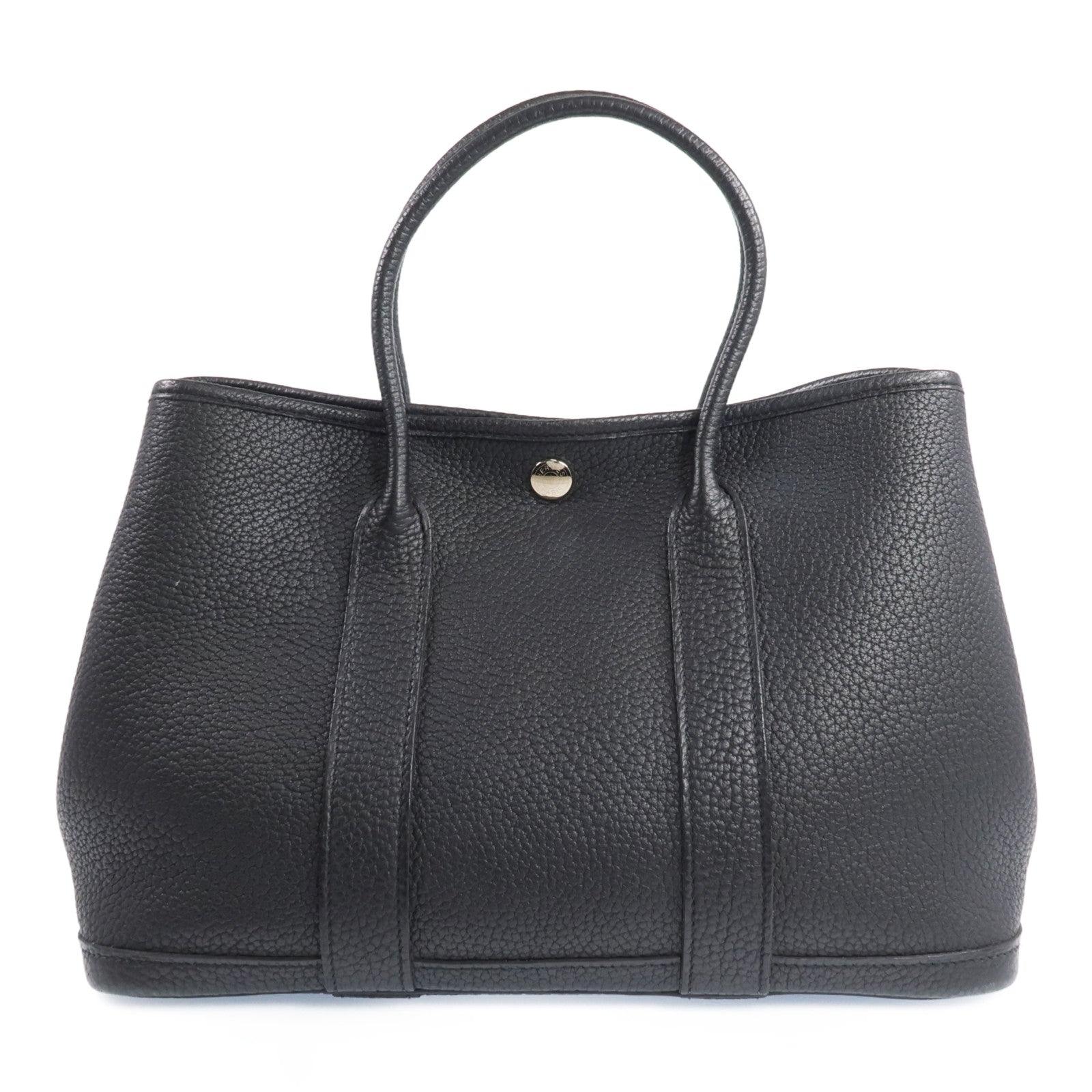 HERMES Negonda皮革Garden Party TPM銀扣手挽袋Noir