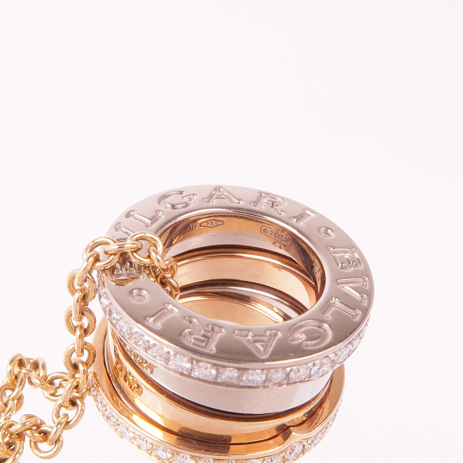 BVLGARI 18K白金/玫瑰金B-zero 1 Diamond Necklace項鍊