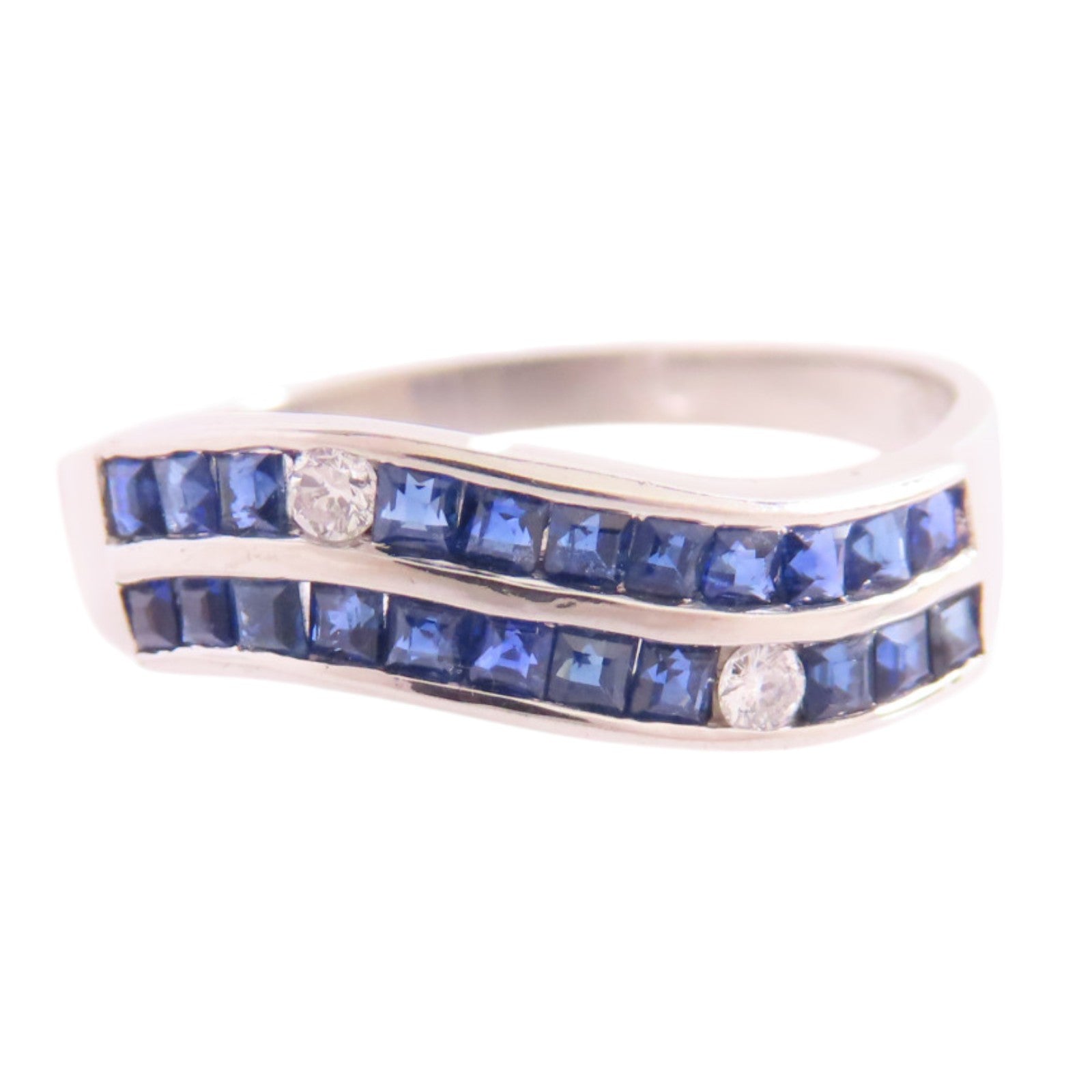 JEWELRY 【激減優惠】PT900鉑金/藍寶石/鑽石Sapphire Diamond Ring戒指US#6.5