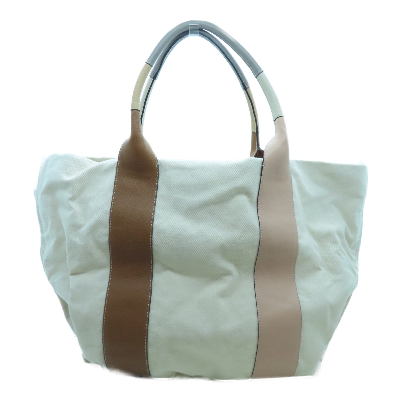 Chloe 帆布Tote Bag金扣手挽袋啡色/米色