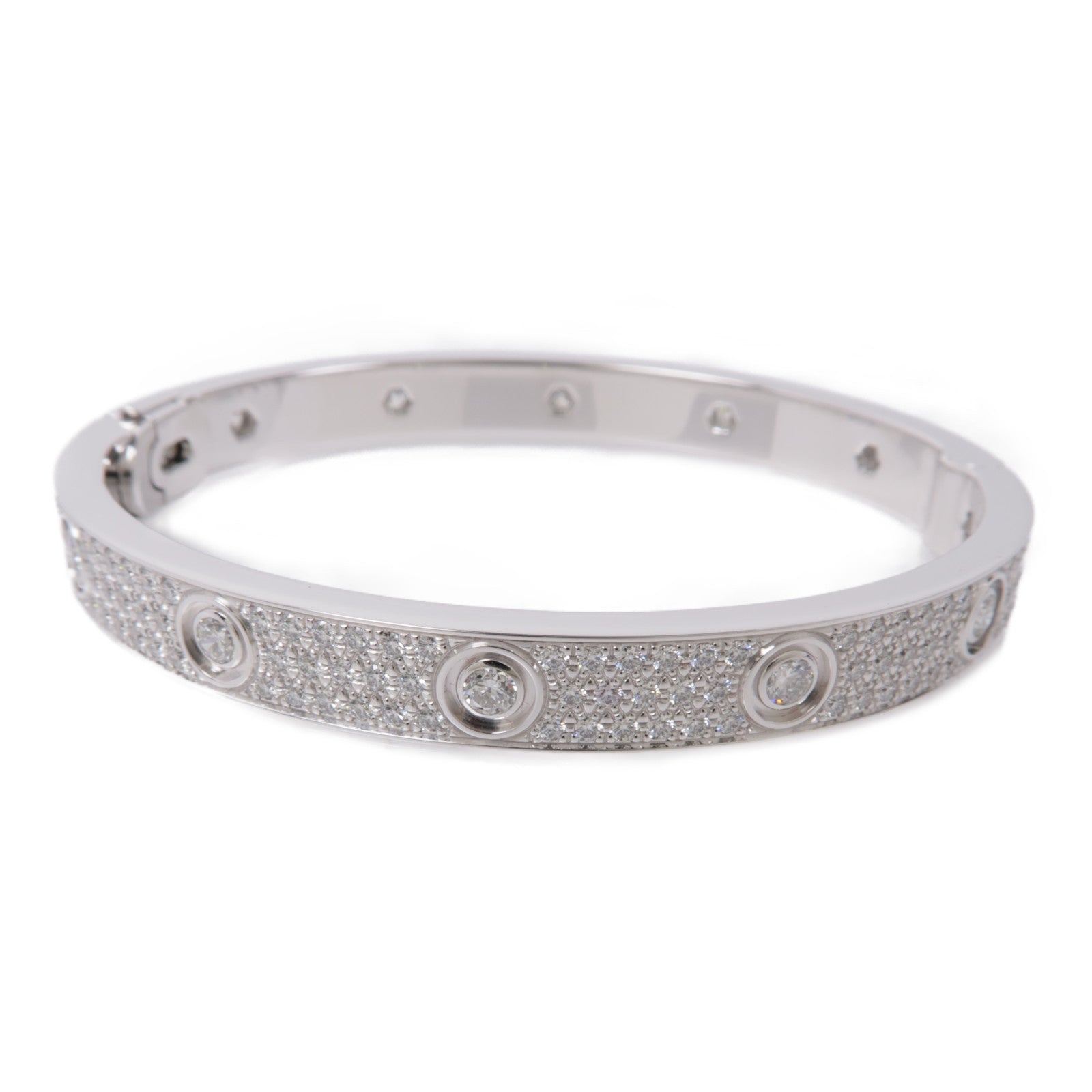 CARTIER 18K白金Love Bracelet Diamond Paved鑽石手鐲Cartier#17
